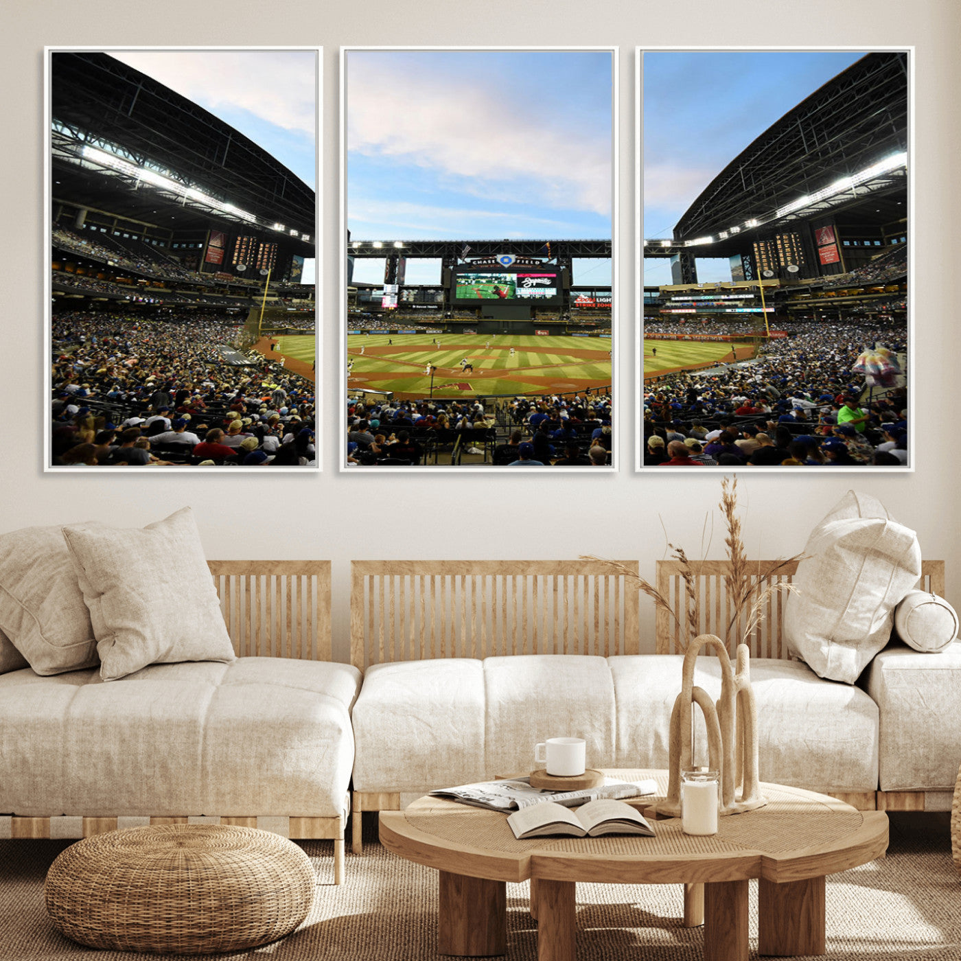 MGV-FC-60X30-3P - Arizona Diamondbacks Baseball Team Print - Phoenix Chase Field Stadium Wall Art Canvas Print