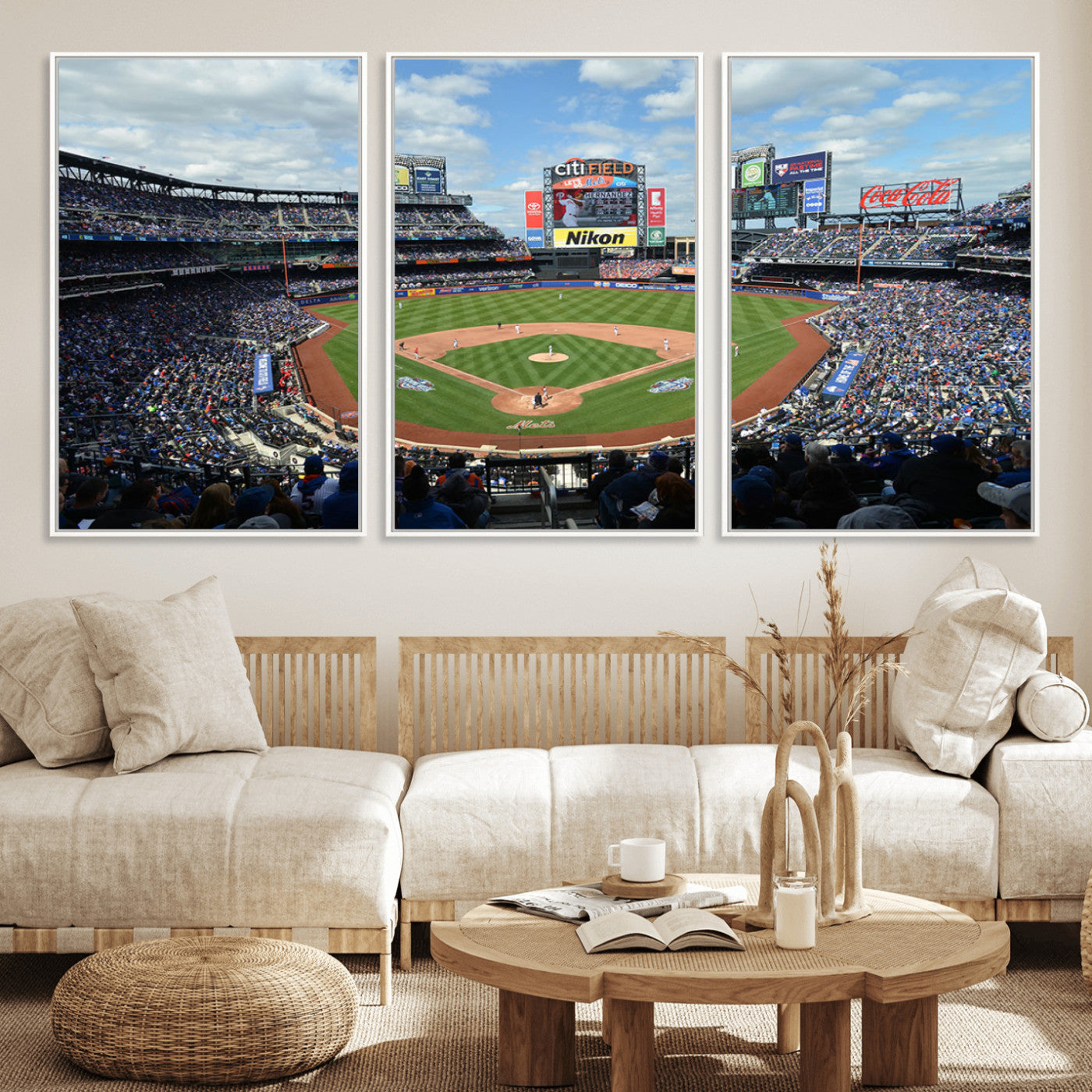 MGV-FC-60X30-3P - New York Mets Baseball Team Print - Citi Field Stadium Wall Art Canvas Print