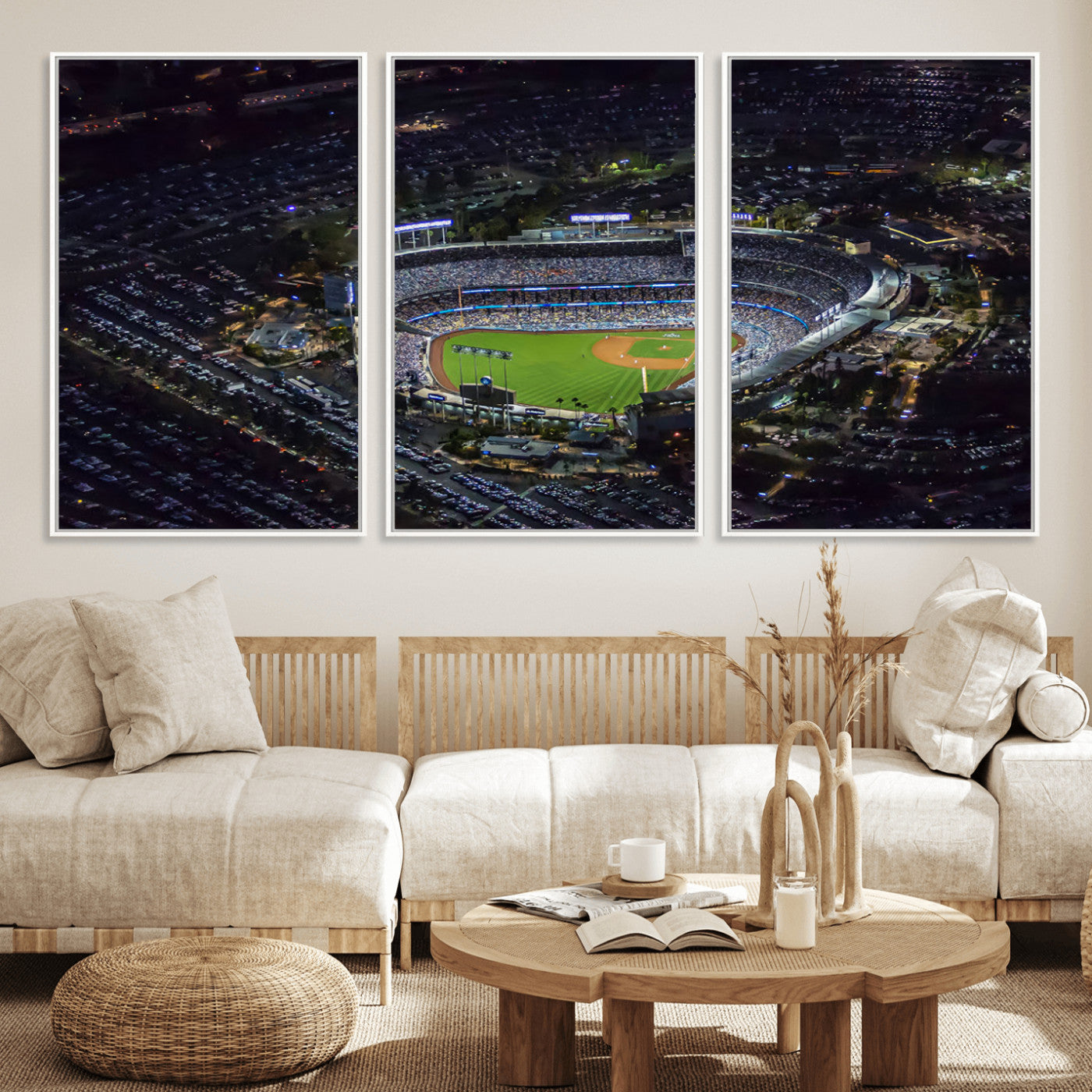 MGV-FC-60X30-3P - Los Angeles Dodgers Baseball Team Print - California Dodger Stadium Wall Art Canvas Print