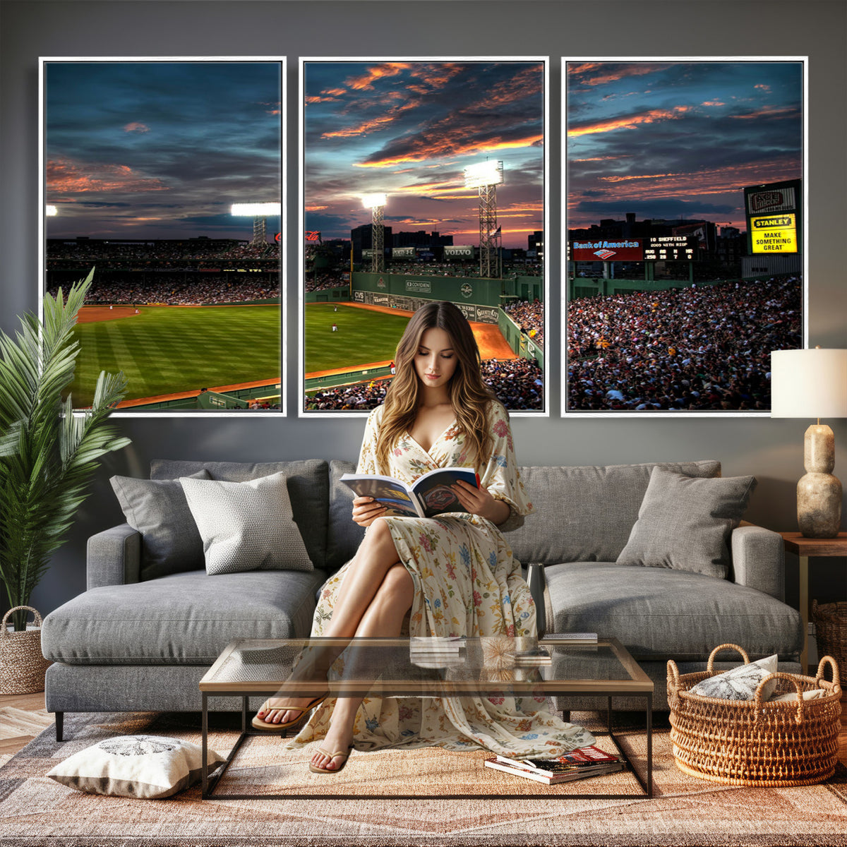 66781-MGV-CV-36X24 - Fenway Park Boston Massachusetts Stadium Wall Art Canvas Print