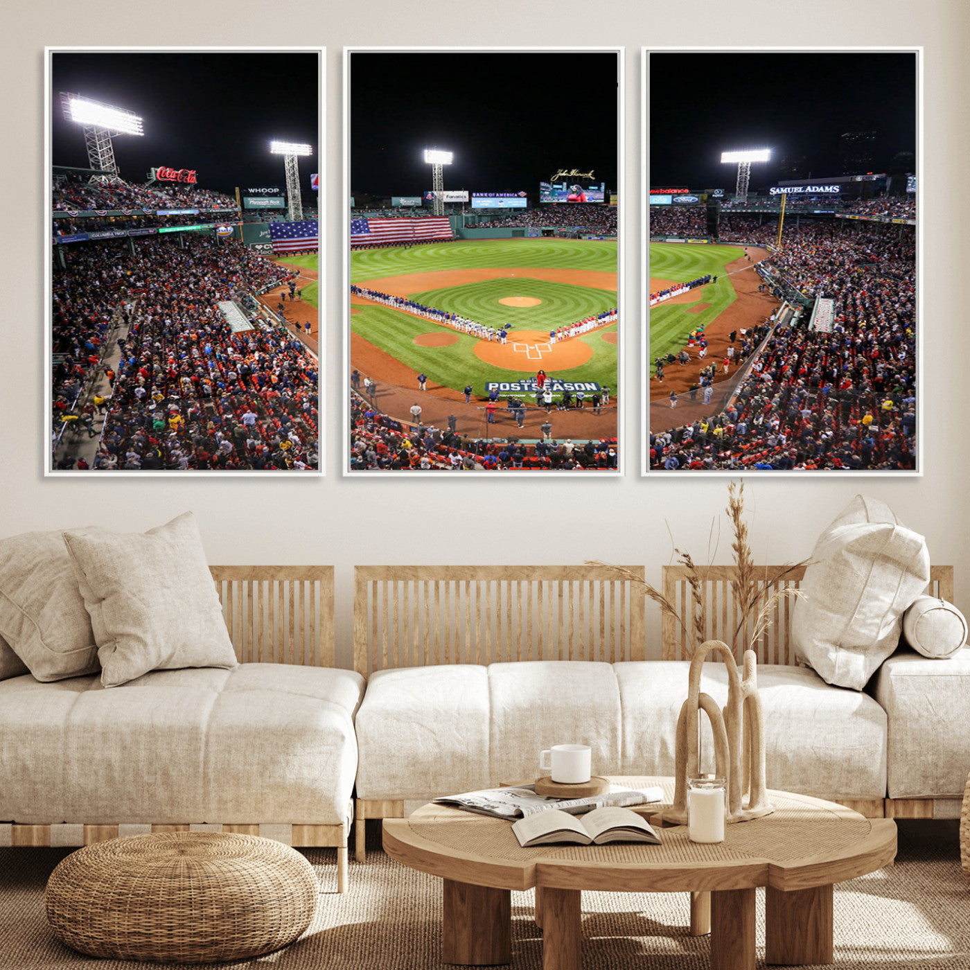 MGV-FC-60X30-3P - Fenway Park Wall Art Canvas Print | Large Baseball Stadium Canvas Print for Boston Red Sox Fans | Framed Ready-to-Hang Boston Sports Decor Artwork