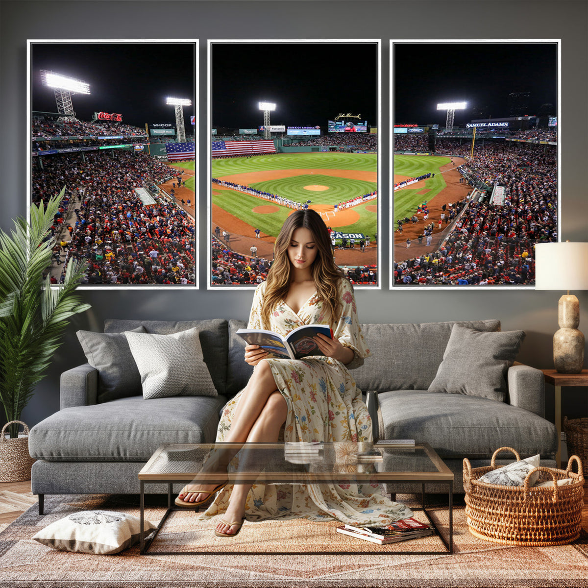 47365-MGV-CV-36X24 - Fenway Park Wall Art Canvas Print | Large Baseball Stadium Canvas for Boston Red Sox Fans
