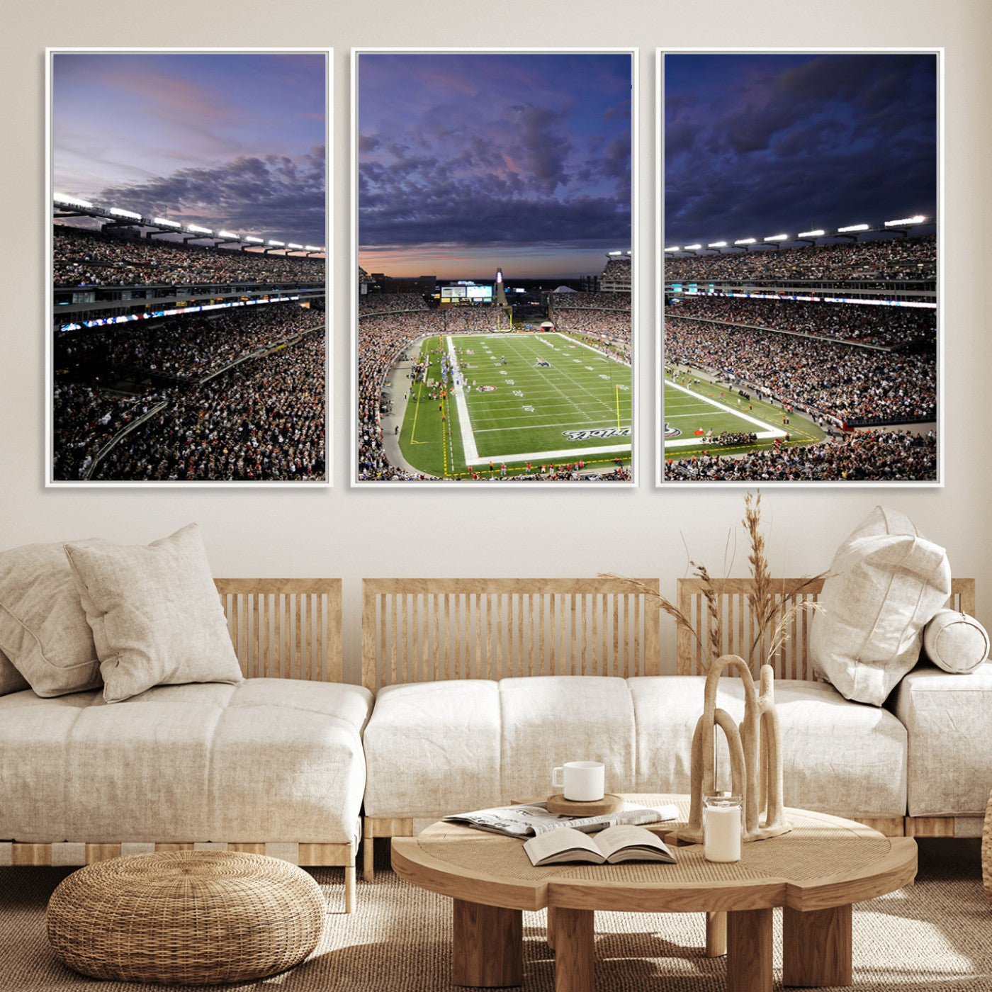 MGV-FC-60X30-3P - New England Patriots Football Team Print - Foxborough Gillette Stadium Wall Art Canvas Print