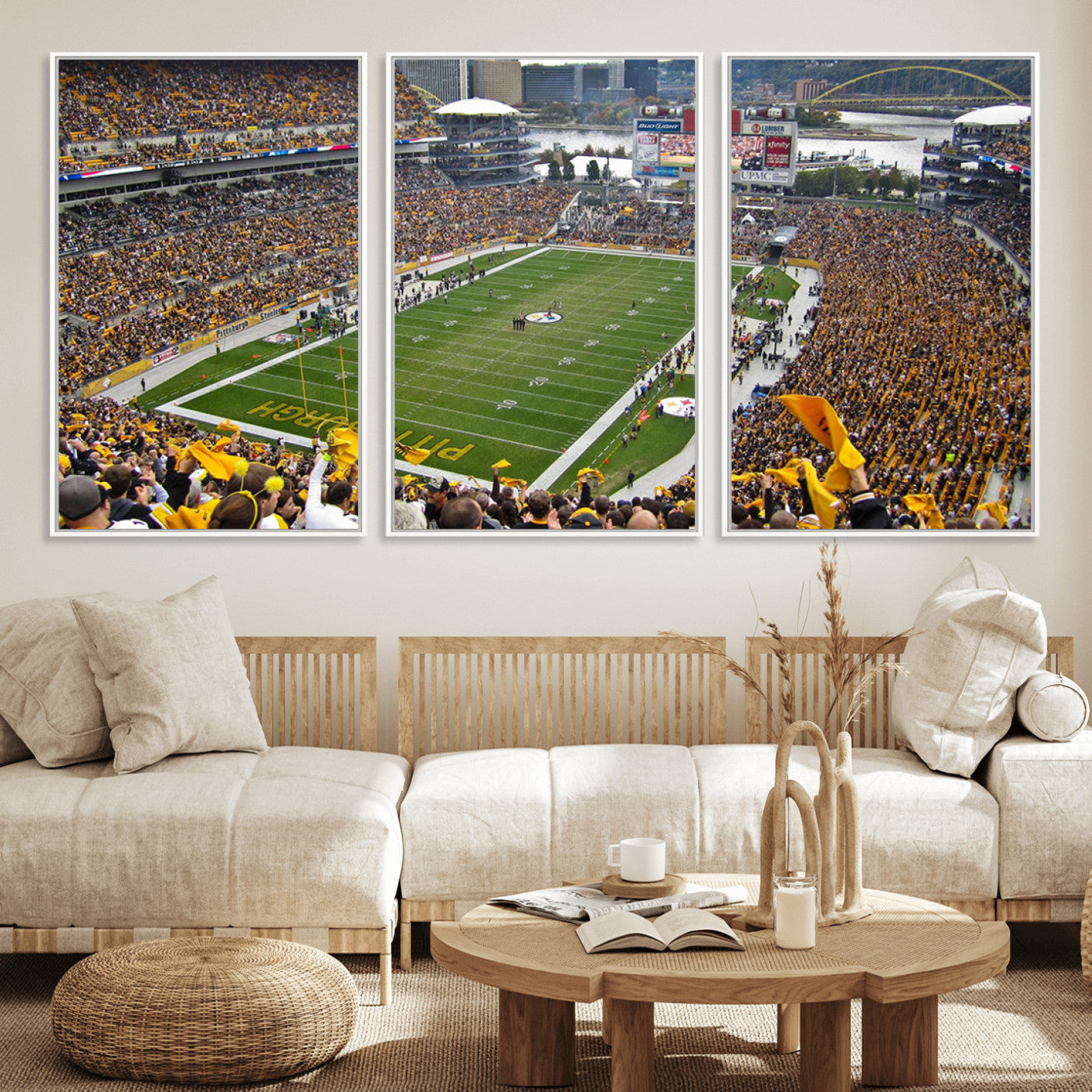 MGV-FC-60X30-3P - Pittsburgh Steelers Football Team Print - Pittsburgh Heinz Field Stadium Wall Art Canvas Print