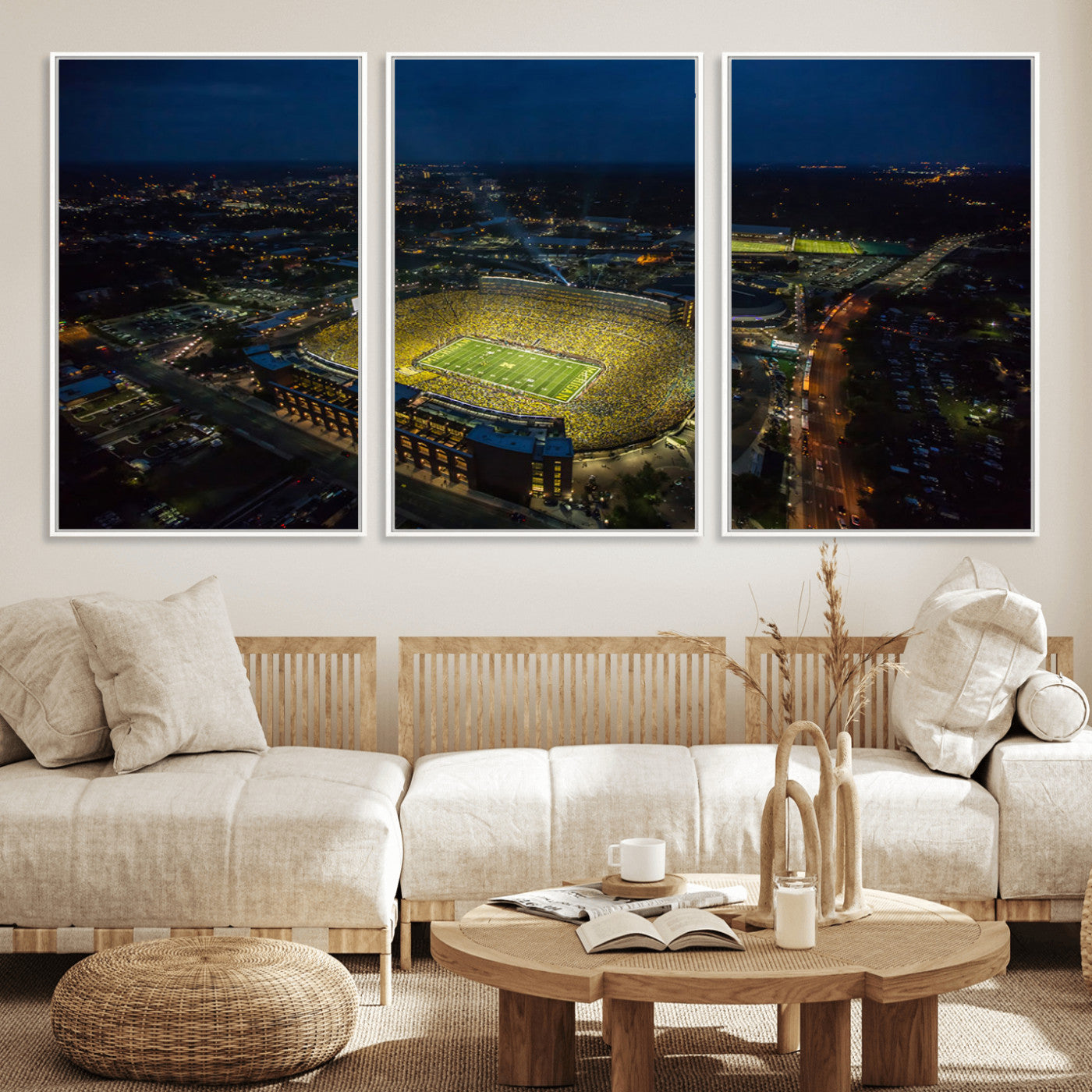 MGV-FC-60X30-3P - Michigan Wolverines Football Team Print - Michigan Stadium Wall Art Canvas Print