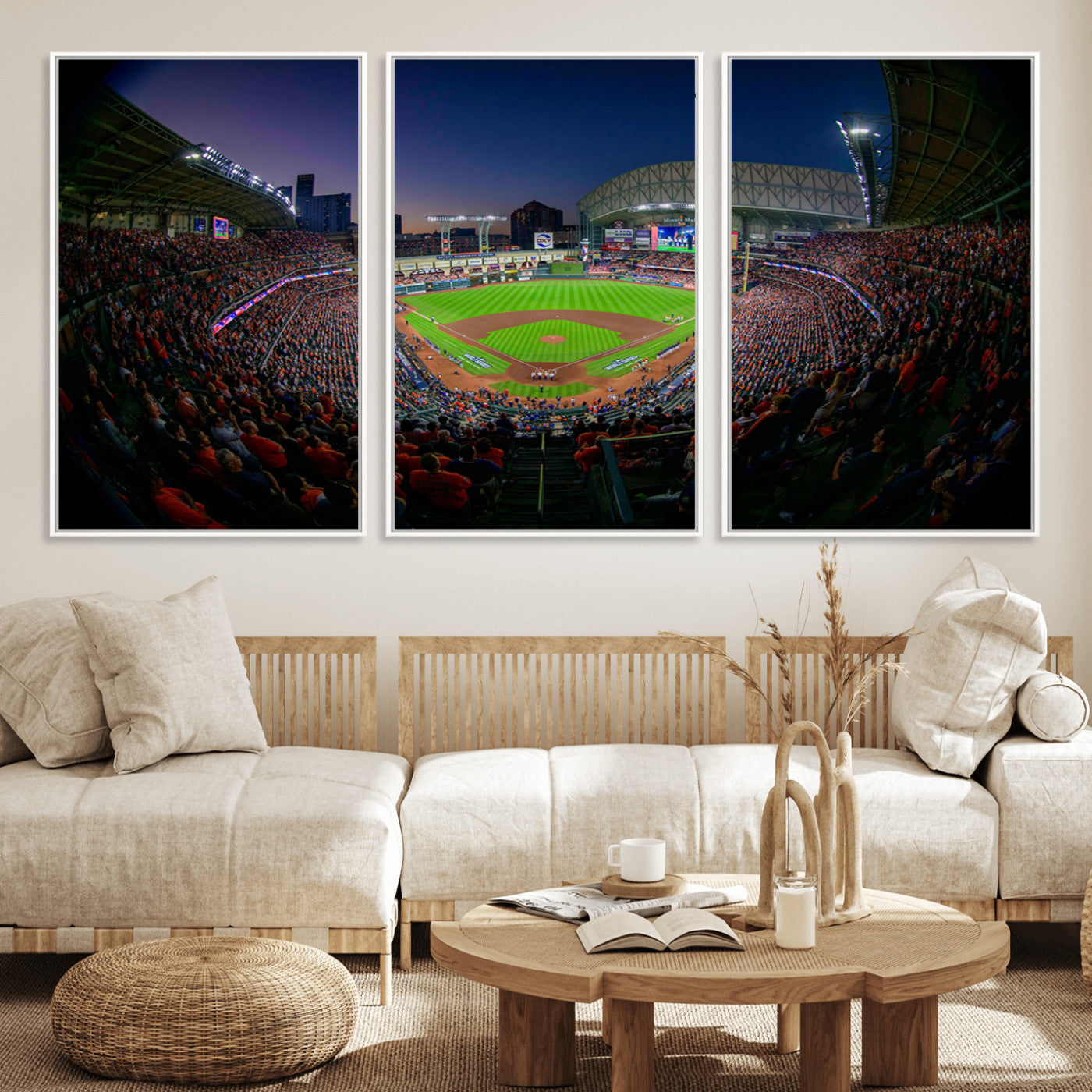 MGV-FC-60X30-3P - Houston Astros Baseball Team Print - Houston Minute Maid Park Stadium Wall Art Canvas Print