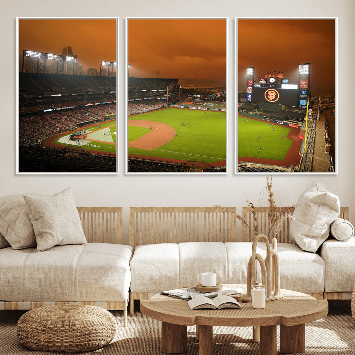 MGV-FC-60X30-3P - San Francisco Giants Baseball Team Print - Oracle Park Stadium Wall Art Canvas Print