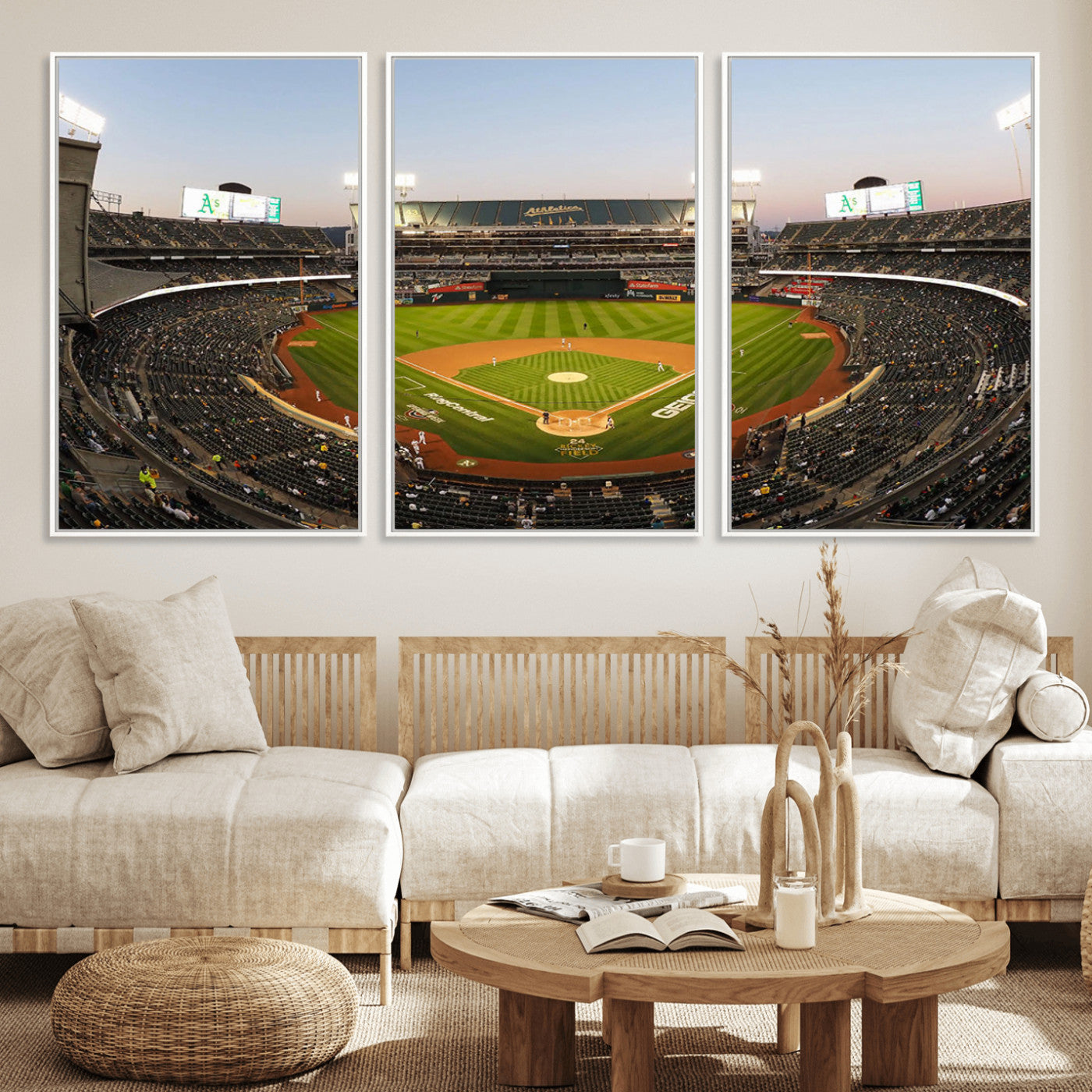 MGV-FC-60X30-3P - Oakland Athletics Baseball Team Print - RingCentral Coliseum Stadium Wall Art Canvas Print