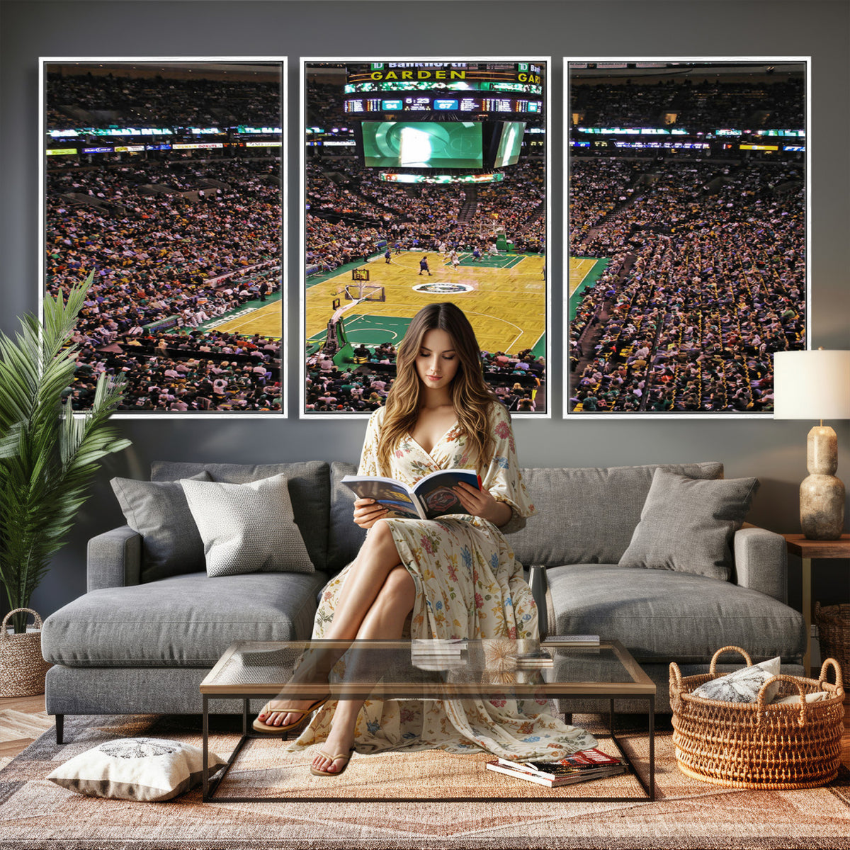 21705-MGV-CV-36X24 - TD Garden Basketball Canvas Wall Art | Boston Celtics Live Action