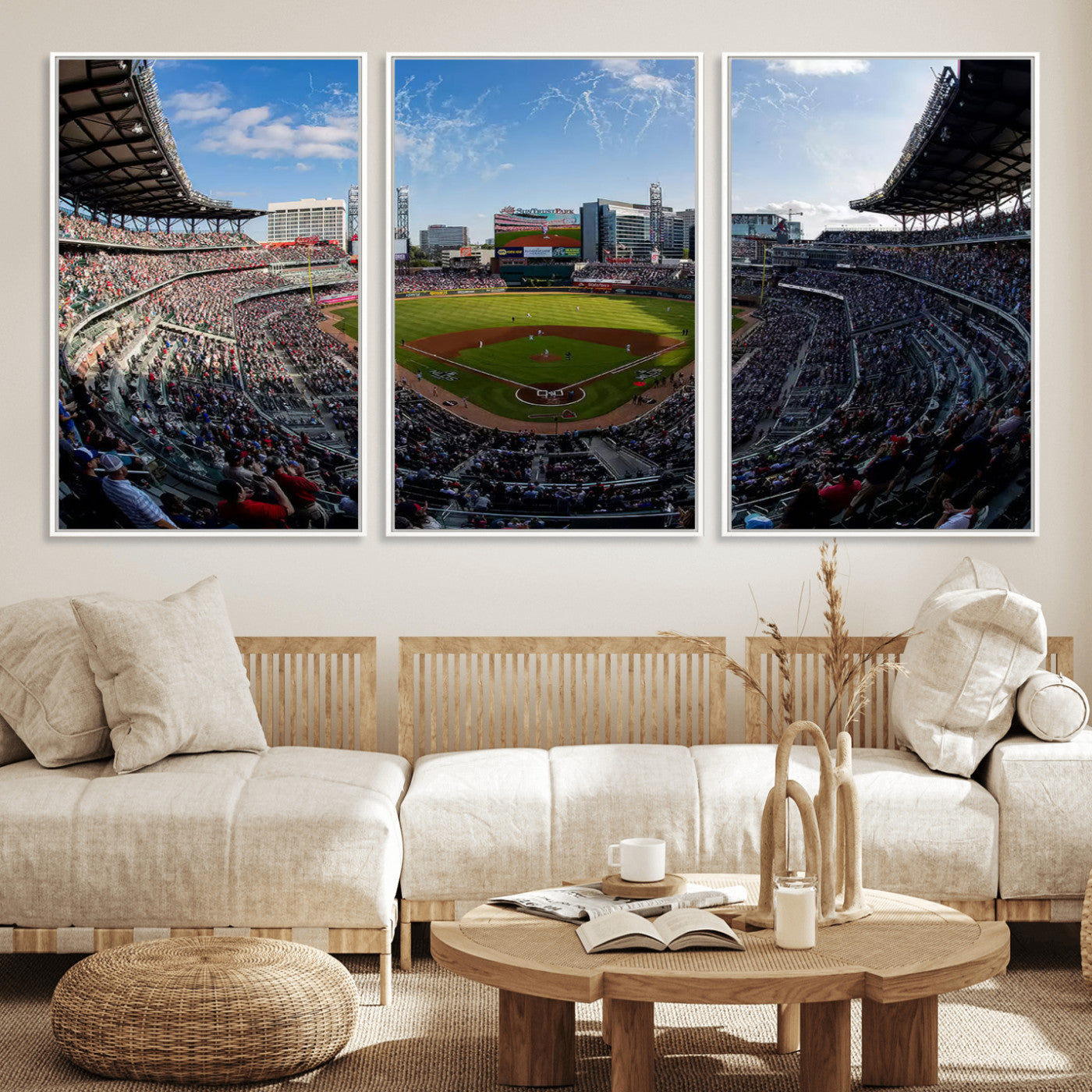 MGV-FC-60X30-3P - Truist Park Stadium Triple Canvas Wall Art - Atlanta Braves Game Day Exclusive Decor