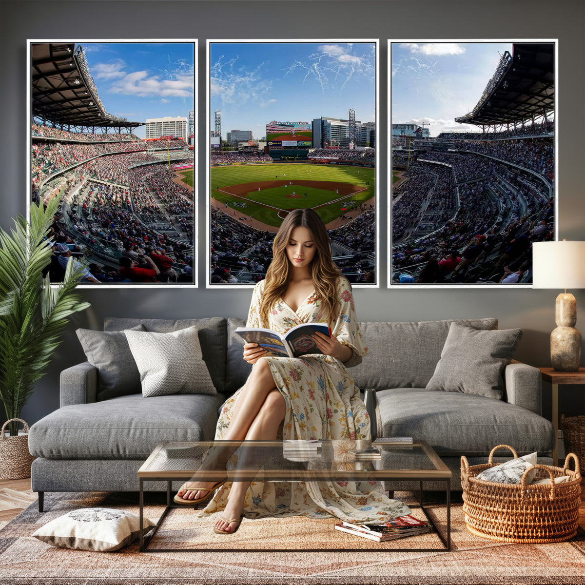 78608-MGV-CV-36X24 - Truist Park Stadium Canvas Wall Art, Atlanta Braves Game Day Decor