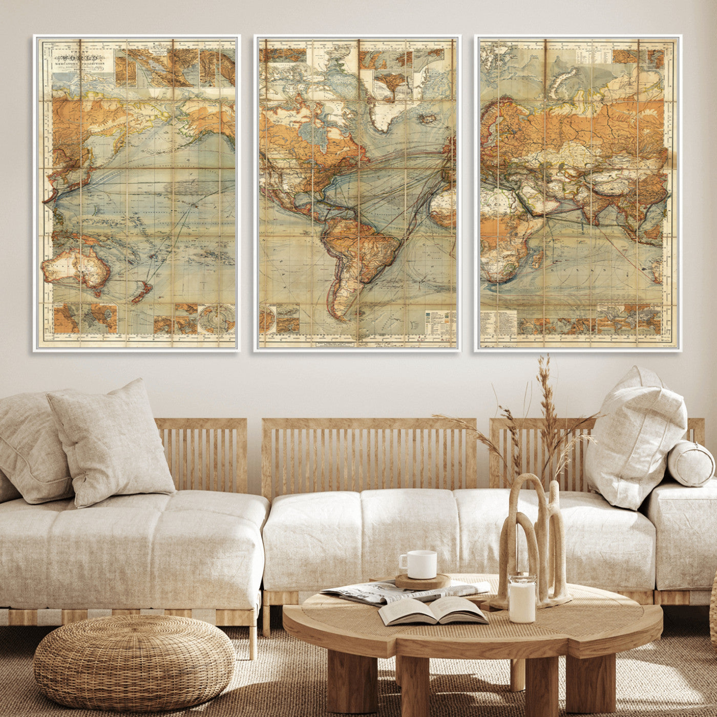 MGV-FC-60X30-3P - Push Pin World Map Canvas Print – Framed Wall Art for Couples to Track Their Travels – Anniversary