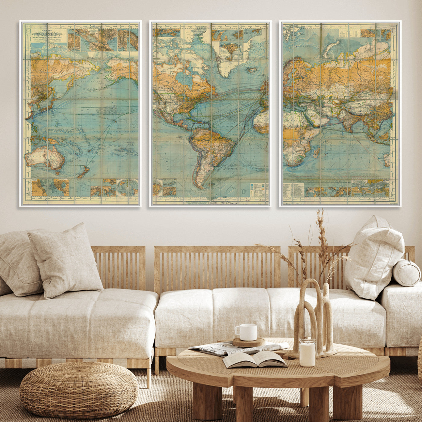 MGV-FC-60X30-3P - Push Pin World Map Canvas Print – Framed Wall Art for Couples to Track Their Travels – Anniversary
