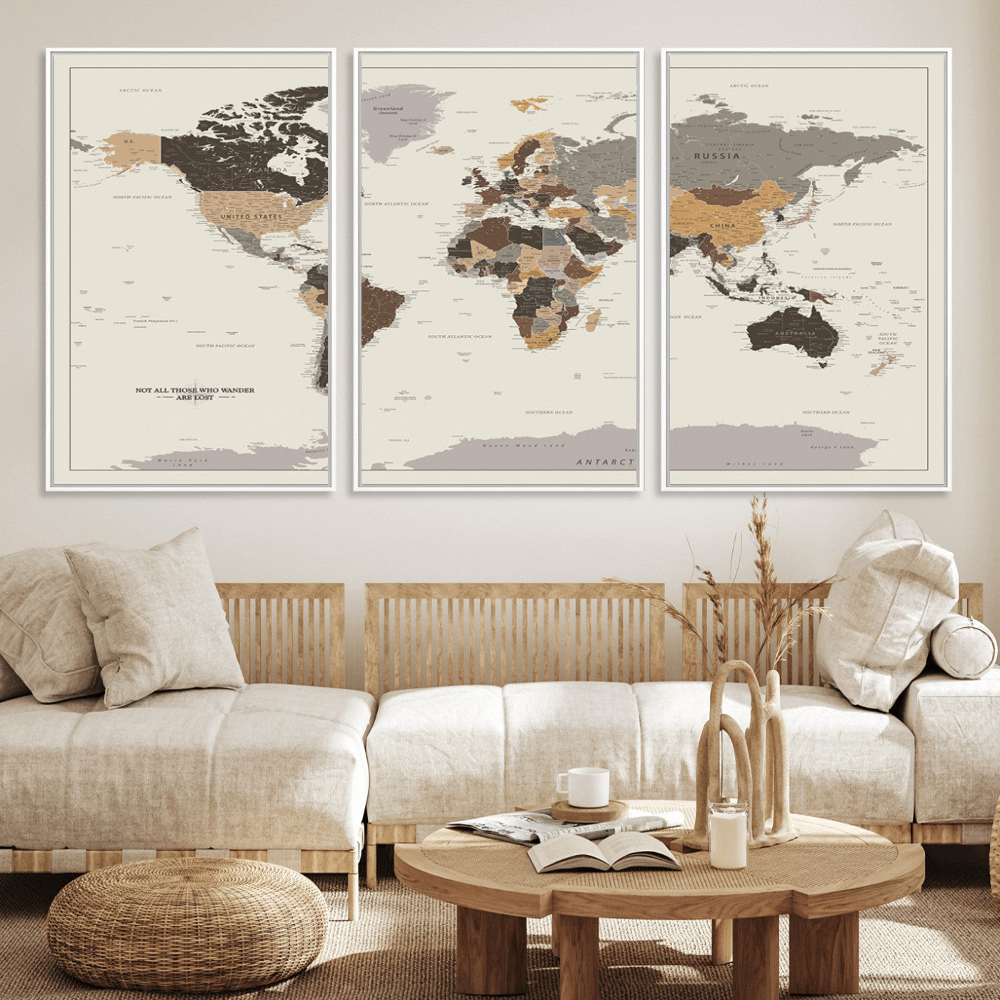MGV-FC-60X30-3P - Push Pin World Map Canvas Print – Framed Wall Art for Couples to Track Their Travels – Anniversary