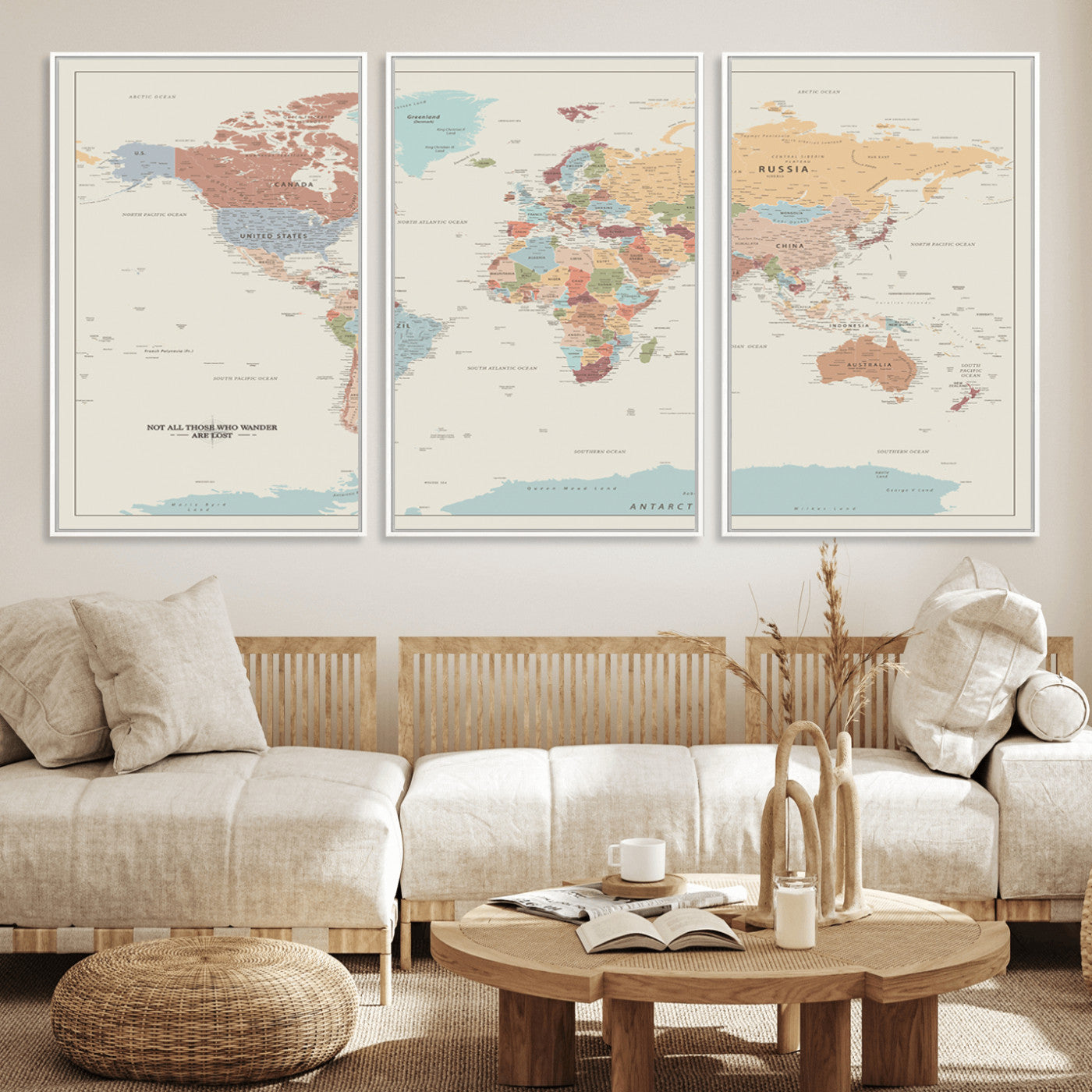 MGV-FC-60X30-3P - Push Pin World Map Canvas Print – Framed Wall Art for Couples to Track Their Travels – Anniversary