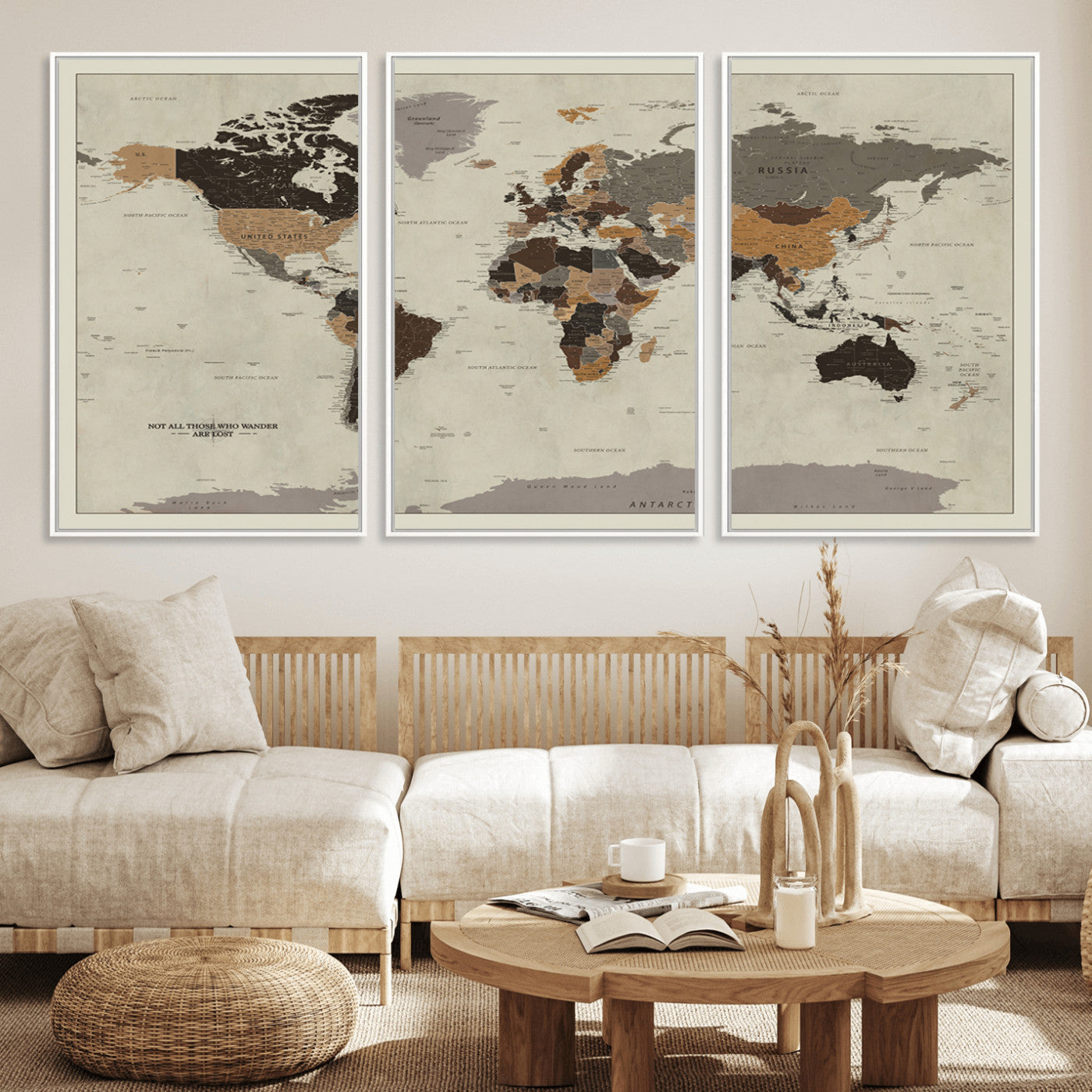 MGV-FC-60X30-3P - Push Pin World Map Canvas Print – Framed Wall Art for Couples to Track Their Travels – Anniversary