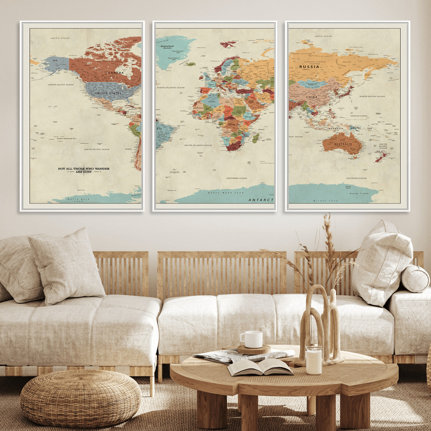 MGV-FC-60X30-3P - Push Pin World Map Canvas Print – Framed Wall Art for Couples to Track Their Travels – Anniversary