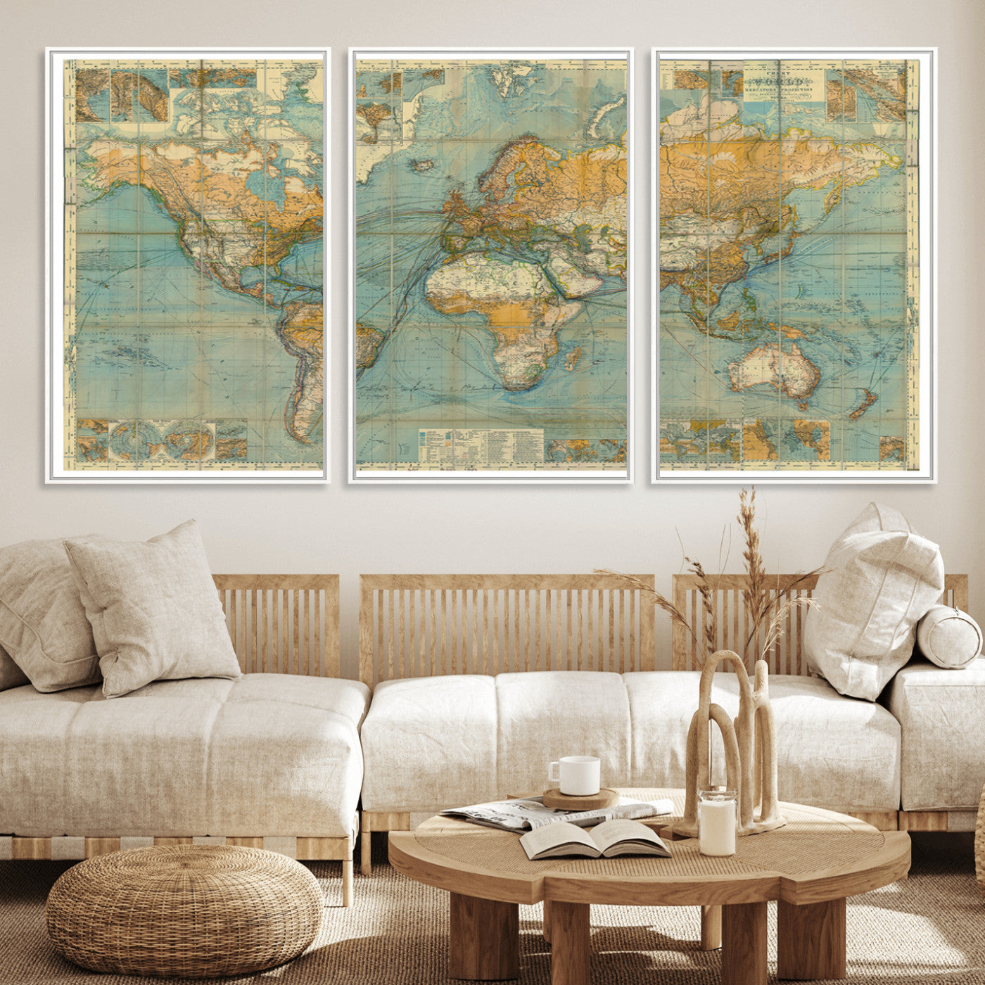 MGV-FC-60X30-3P - Push Pin World Map Canvas Print – Framed Wall Art for Couples to Track Their Travels – Anniversary