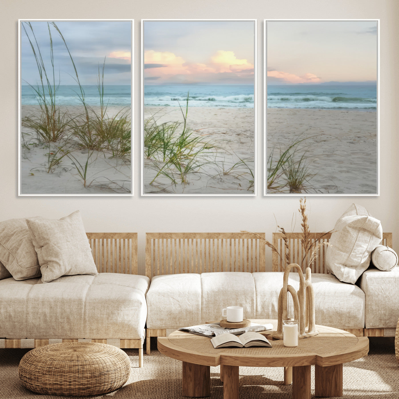 MGV-FC-60X30-3P - Flight Over Coastal Beach Landscape, Flight Over Coastal Beach Print Canvas Wall Art