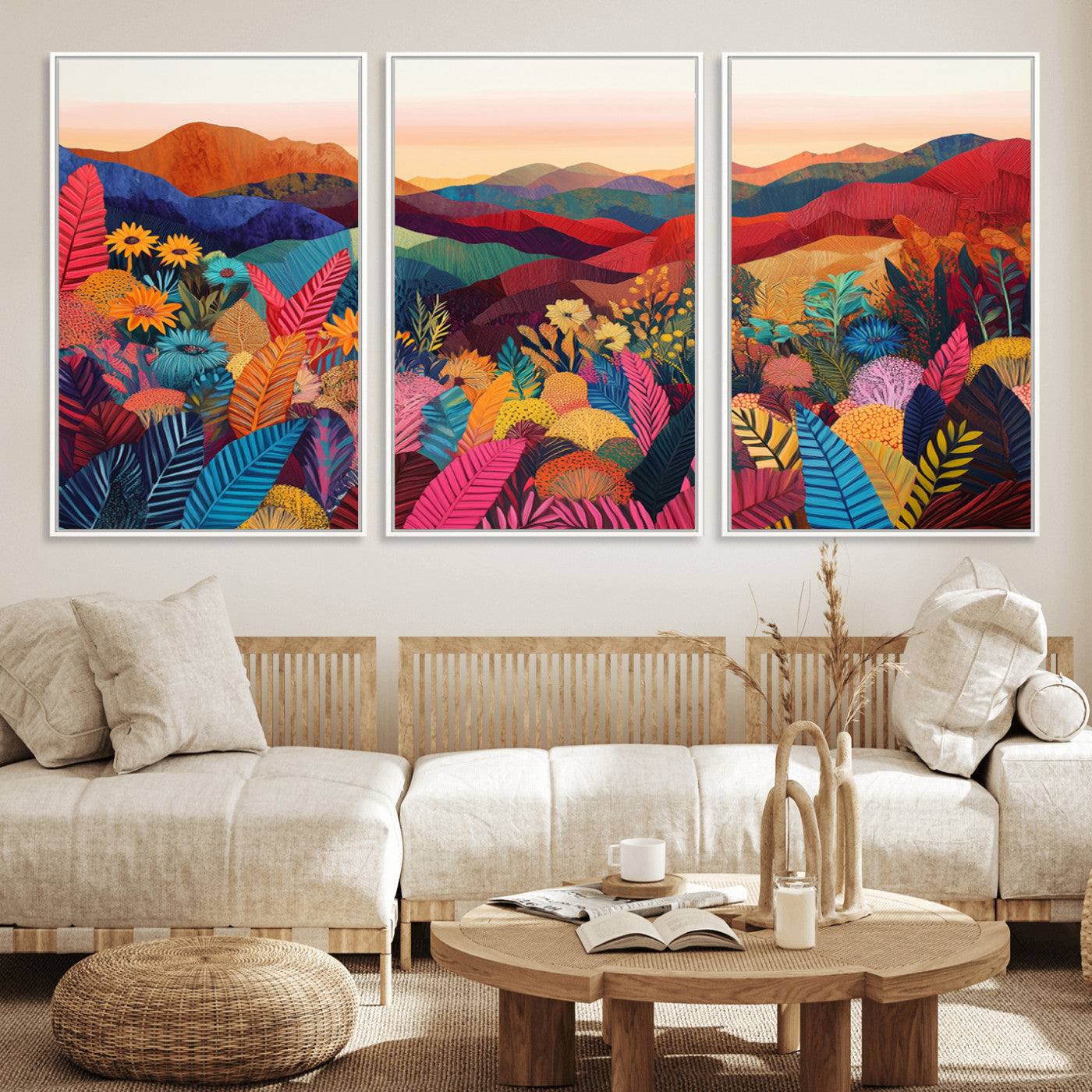 MGV-FC-60X30-3P - YAYOI KUSAMA Abstract Print - Landscape Canvas Wall Art Print - Vibrant Modern Decor for Living