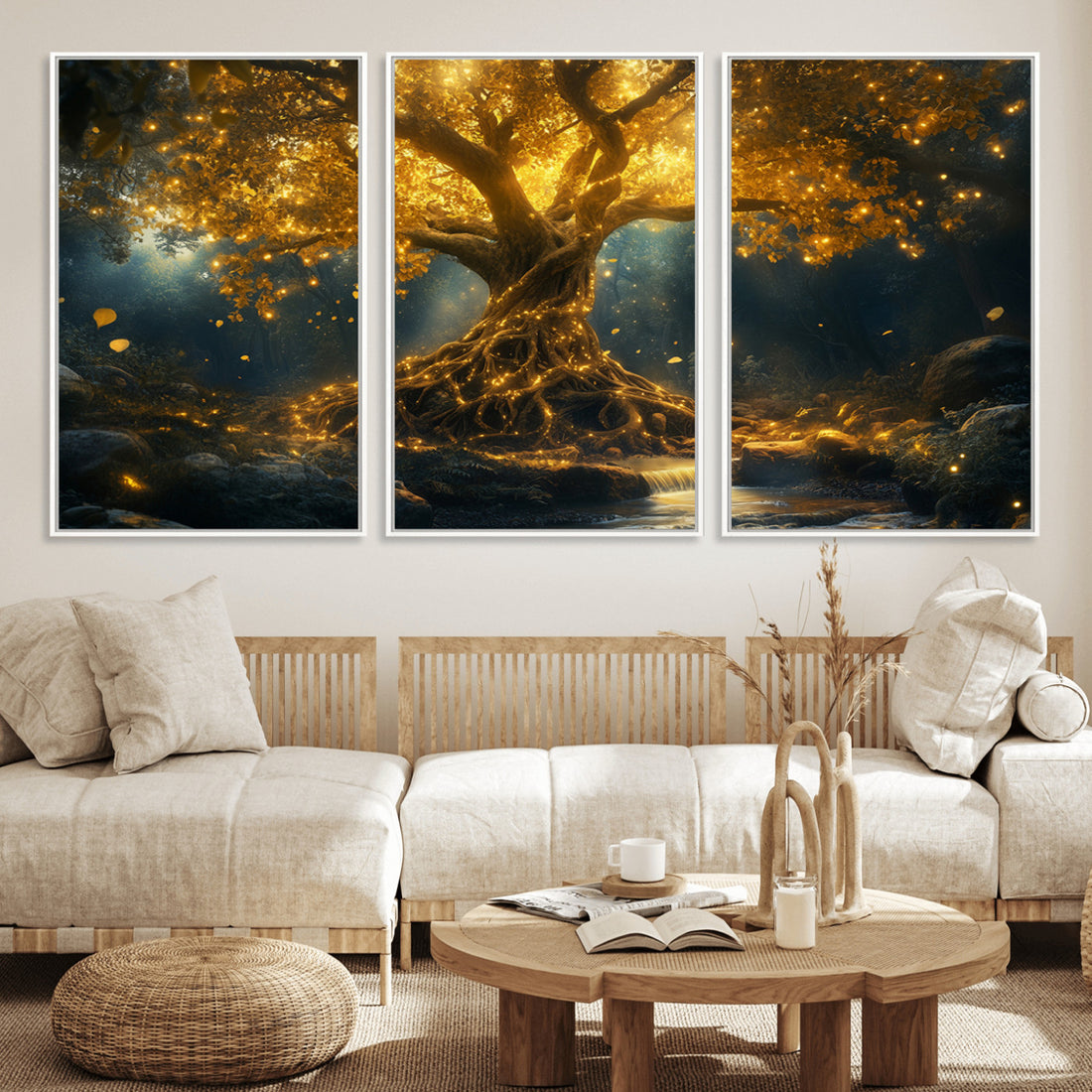 Golden Tree of Life Canvas Wall Art Print