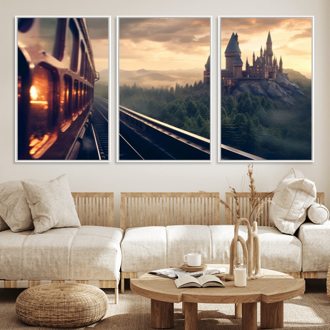 MGV-FC-60X30-3P - Harry Castle Wall Art Canvas Print, Wizard School Wall Art Print, Movie Wall Art Print