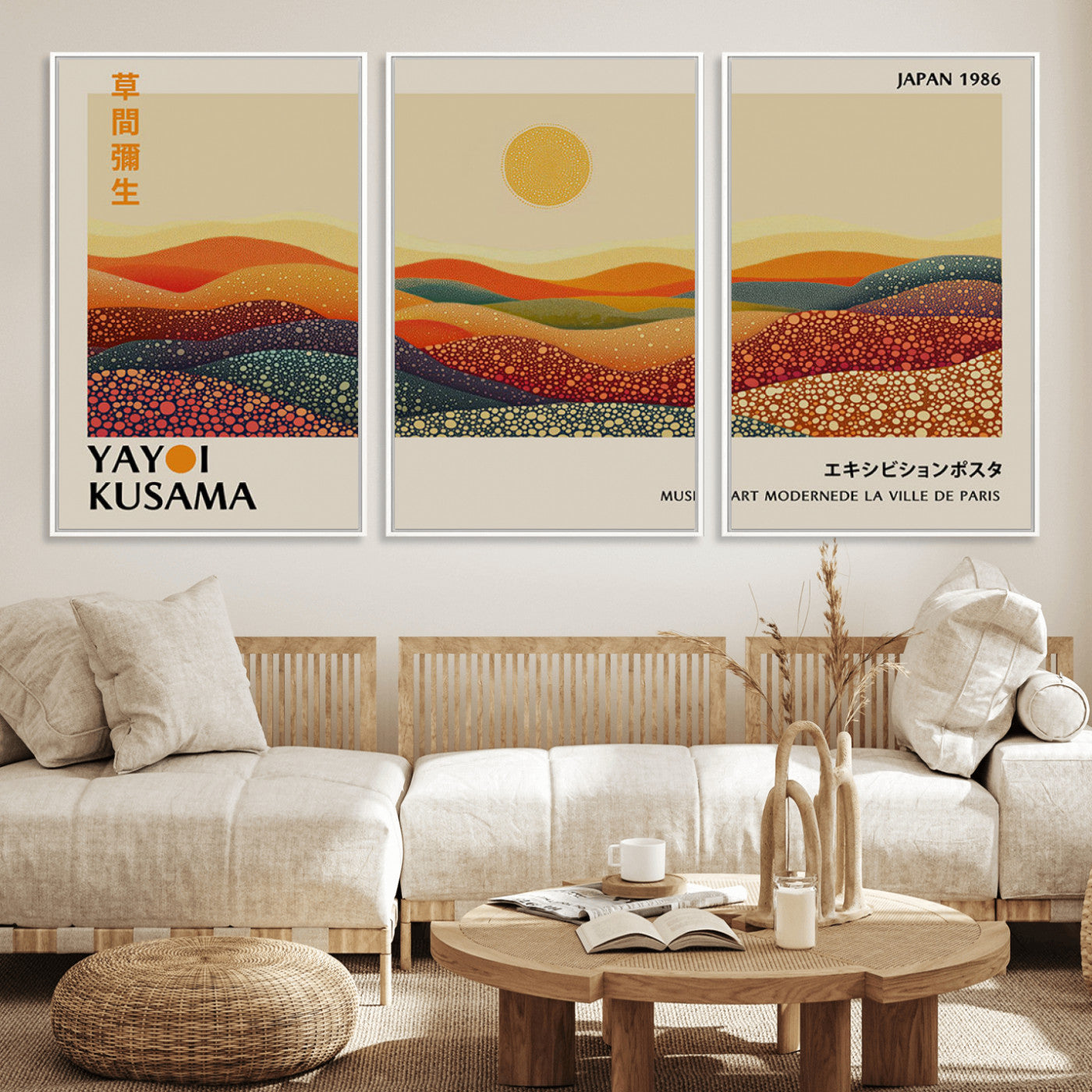 MGV-FC-60X30-3P - Yayoi Kusama Art Print Wall Decor – Yayoi Kusama Wabi Sabi Japanese Wall Art Print - Vibrant