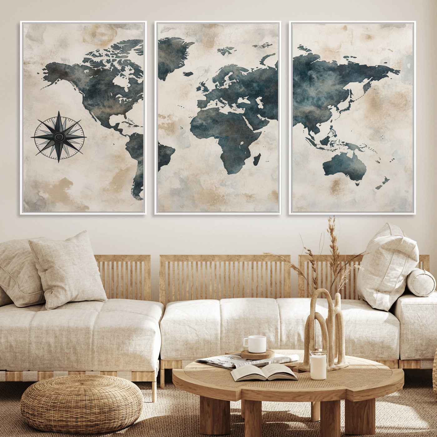 MGV-FC-60X30-3P - Push Pin World Map Canvas Print – Framed Wall Art for Couples to Track Their Travels – Anniversary