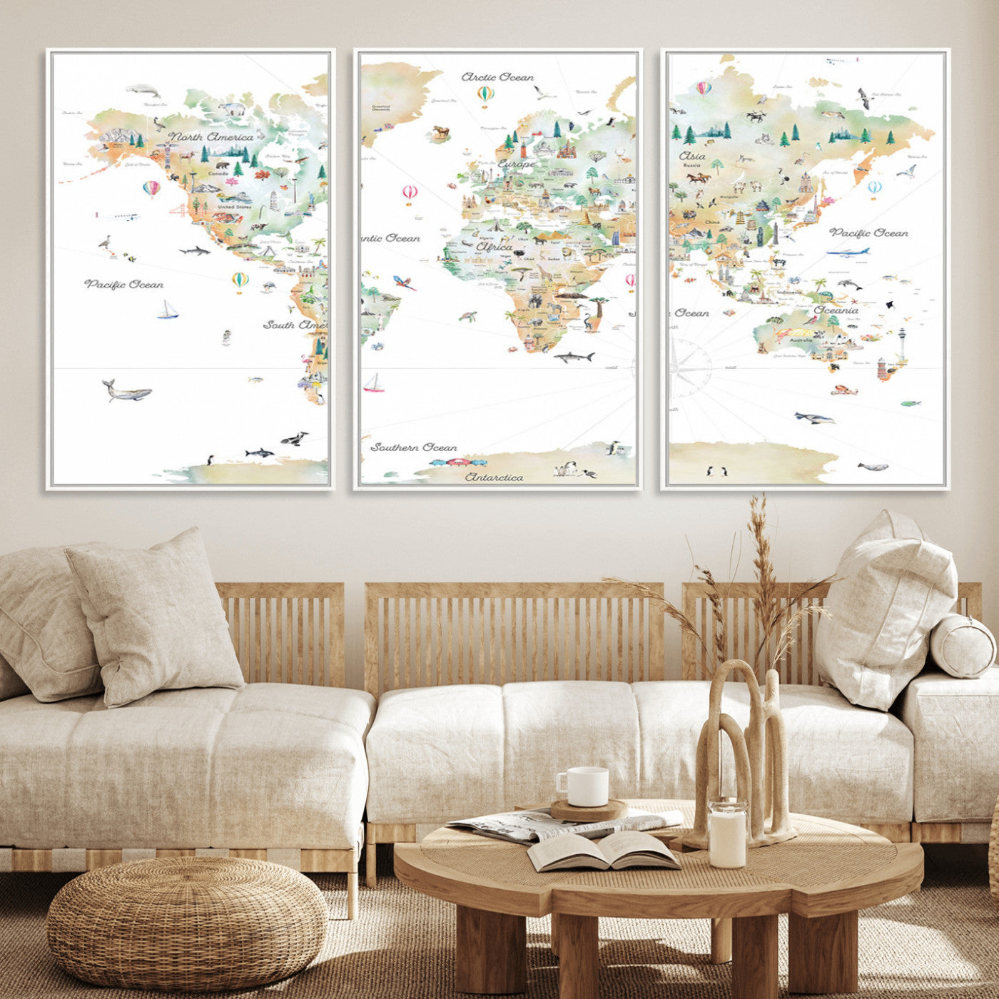 MGV-FC-60X30-3P - Push Pin World Map Canvas Print – Framed Wall Art for Couples to Track Their Travels – Anniversary