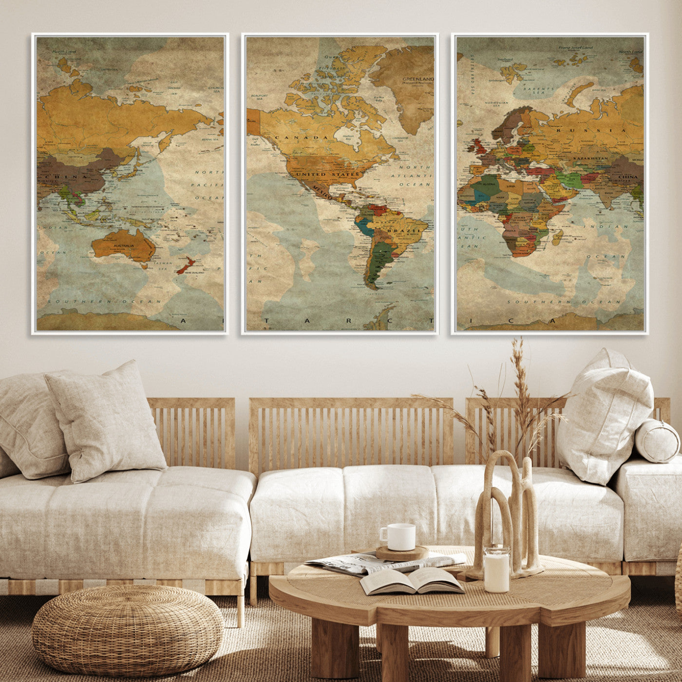 MGV-FC-60X30-3P - Push Pin World Map Canvas Print – Framed Wall Art for Couples to Track Their Travels – Anniversary