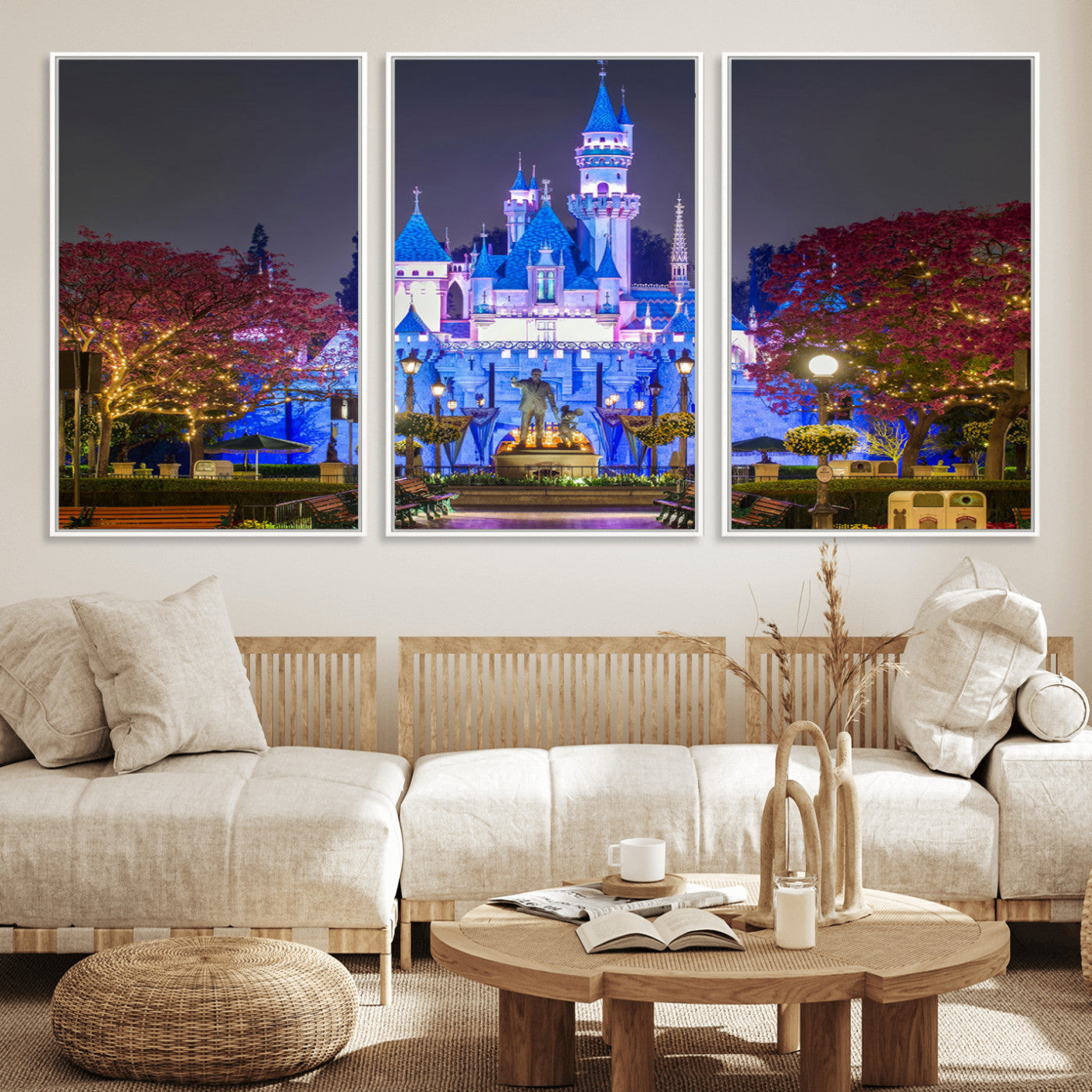 66710-MGV-FC-60X30-3P_White-Large Disney Castle Wall Art Canvas Print - Magic Kingdom Kids Room Decoration Disney World