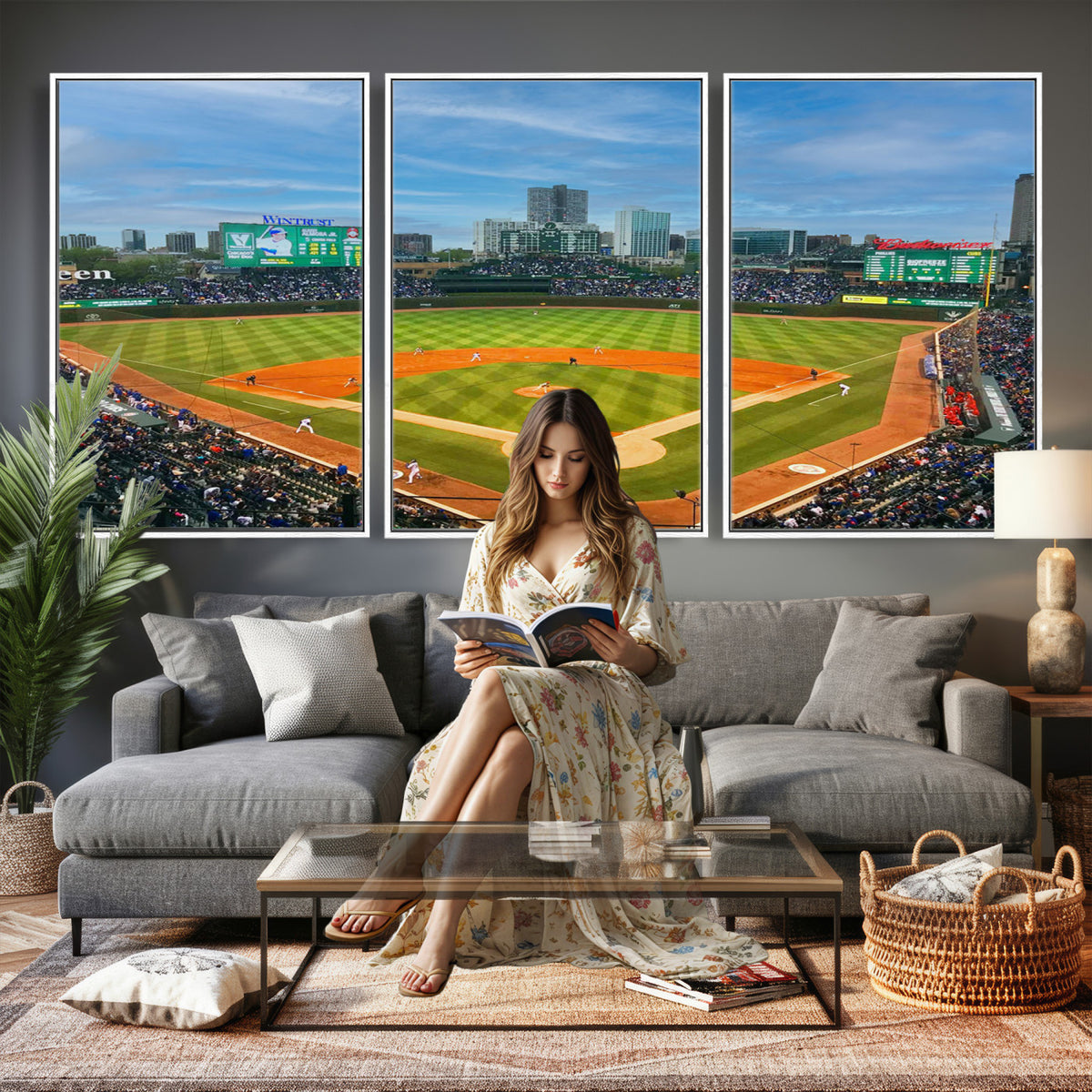86839-MGV-CV-36X24 - Wrigley Field Chicago Cubs Panoramic Canvas Print