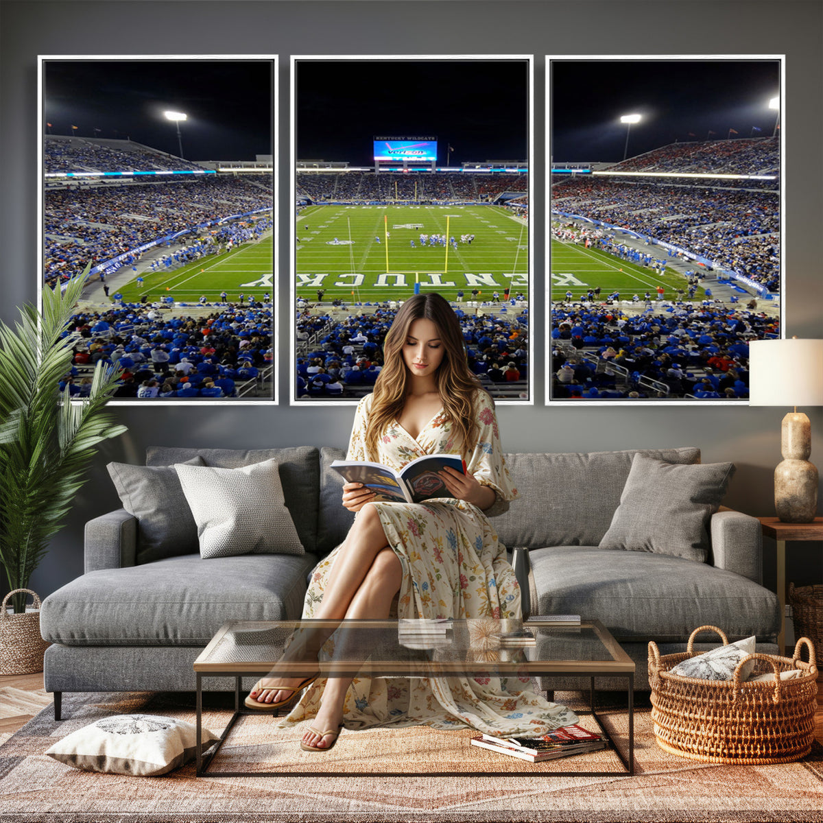 14304-MGV-CV-36X24 - Kroger Field Canvas Wall Art, Kentucky Stadium Wall Art, Framed and Ready to Hang