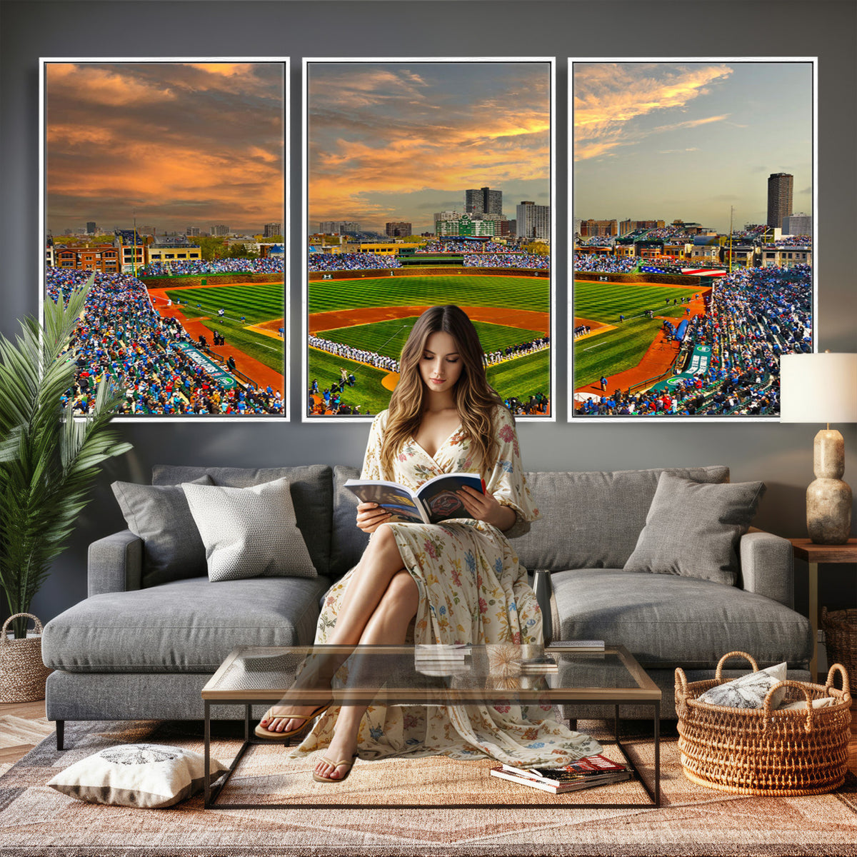45635-MGV-CV-36X24 - Chicago Wrigley Field Wall Art Canvas Print