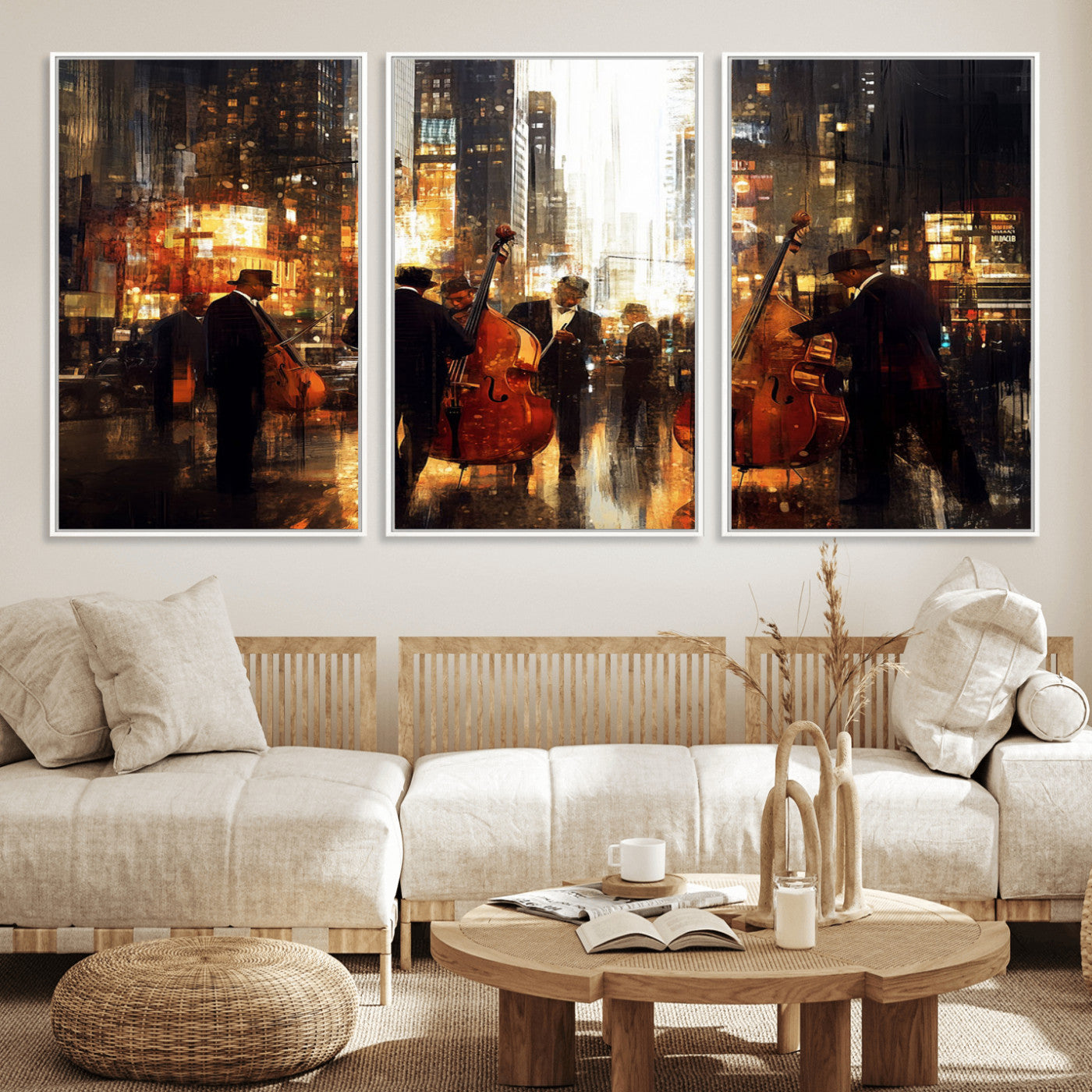 MGV-FC-60X30-3P - Abstract Jazz Art Wall Art Canvas Print - Framed Abstract Music Canvas - Colorful Instrument Poster