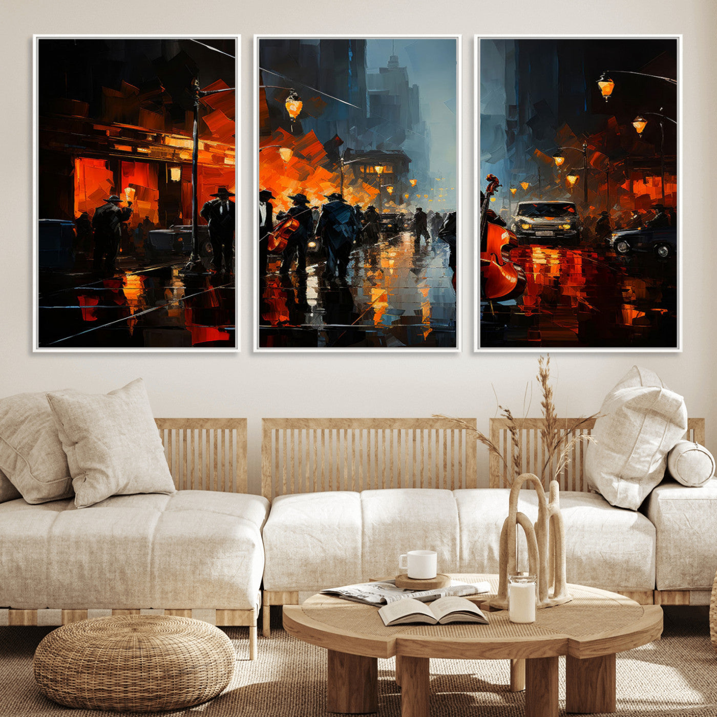 MGV-FC-60X30-3P - Winston Porter Jazz Wall Art - African American Music Canvas - Abstract Colorful Music Art - Framed