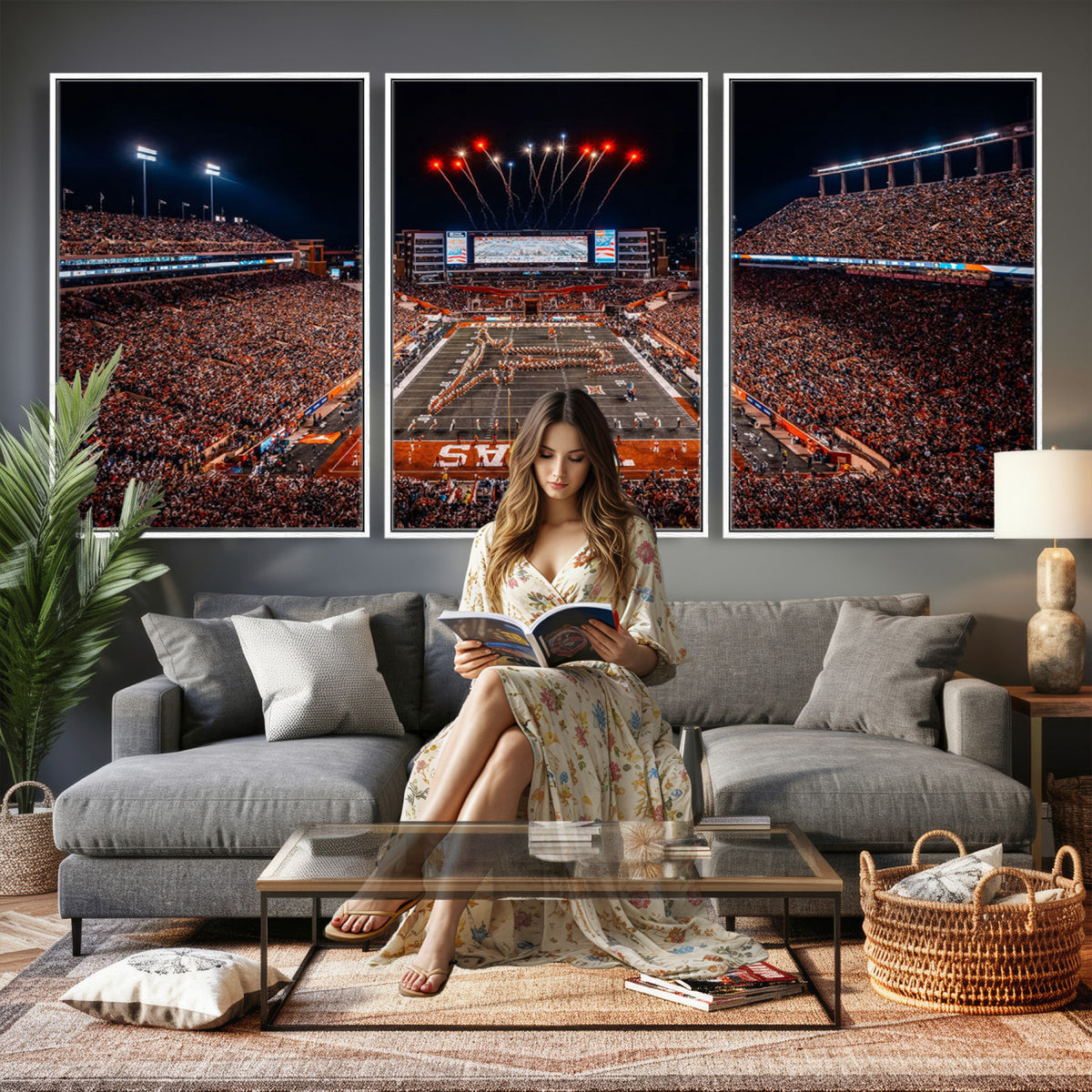 58778-PAN-FL-20X10 - Darrell K Royal Memorial Stadium | Texas Longhorns | Print Decor Wall Art Design for Home & Office Decoration
