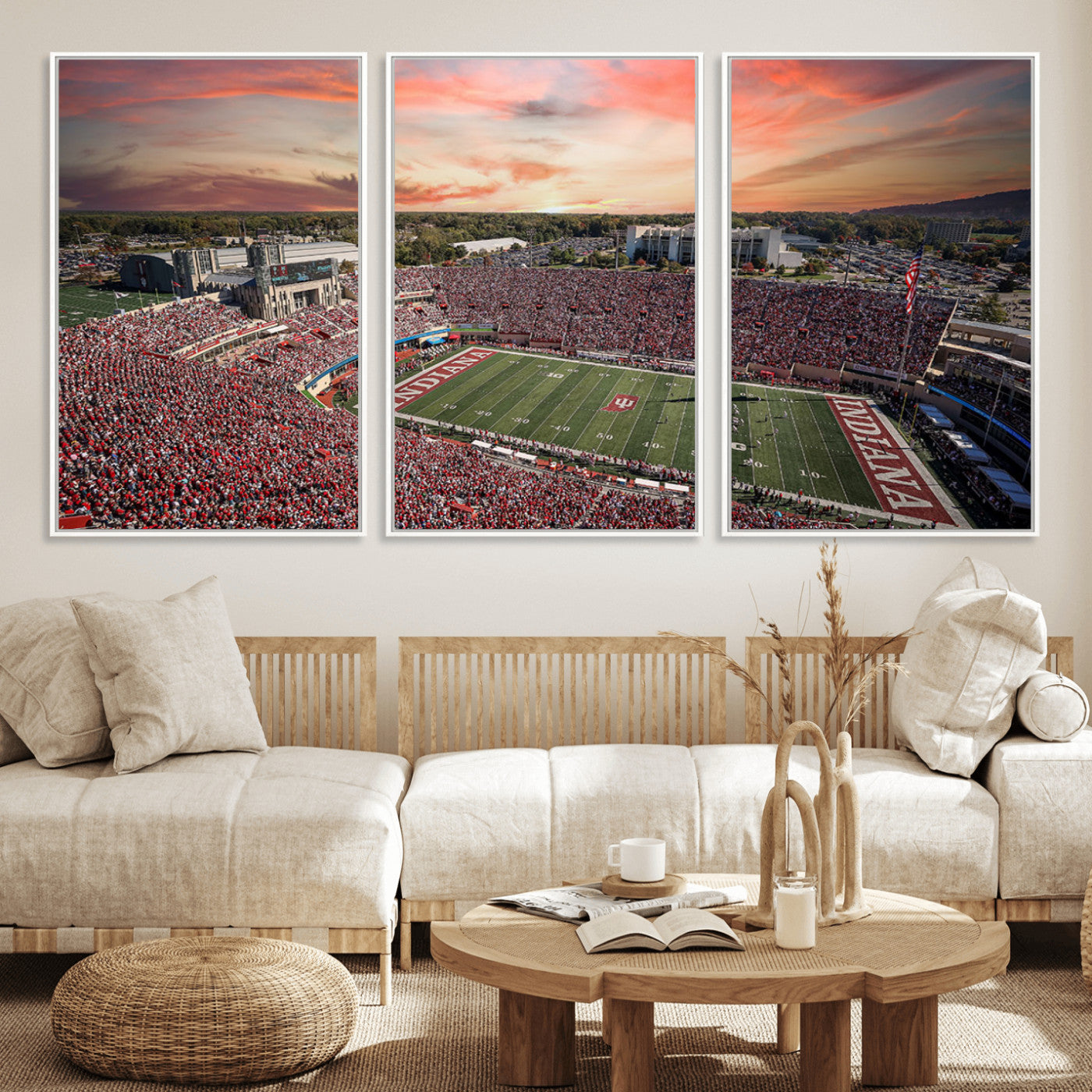 MGV-FC-60X30-3P - Indiana Memorial Stadium Wall Art Canvas Print, Framed Studium Canvas Art, Indiana Memorial Stadium