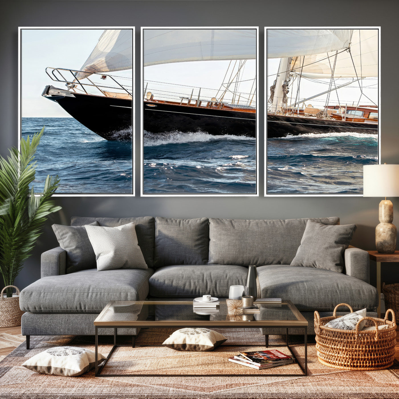97168626-MGV-CV-36X24 - Boat Yacht Wall Art – Ocean Waves & Sailing Adventure Canvas Print, Nautical Elegance & Marine Journey for Living Room or Luxury Decor