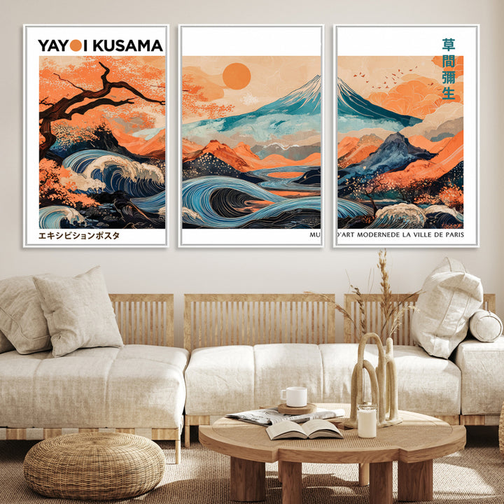 Yayoi Kusama 1986 Wall Art Print – Yayoi Kusama Wabi Sabi Japanese Wall Art Print - Vibrant Abstract Landscape Canvas – Ready-to-Hang Print