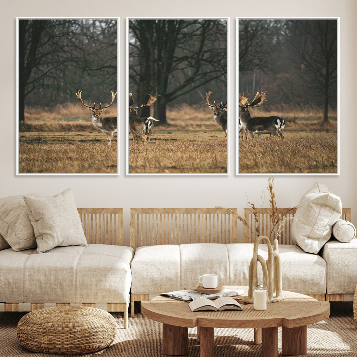 55348744-MGV-CV-36X24-Deer Photography Wall Art Canvas Print, Framed Rustic Wildlife Art Picture, Rustic Deer Wall Art Print