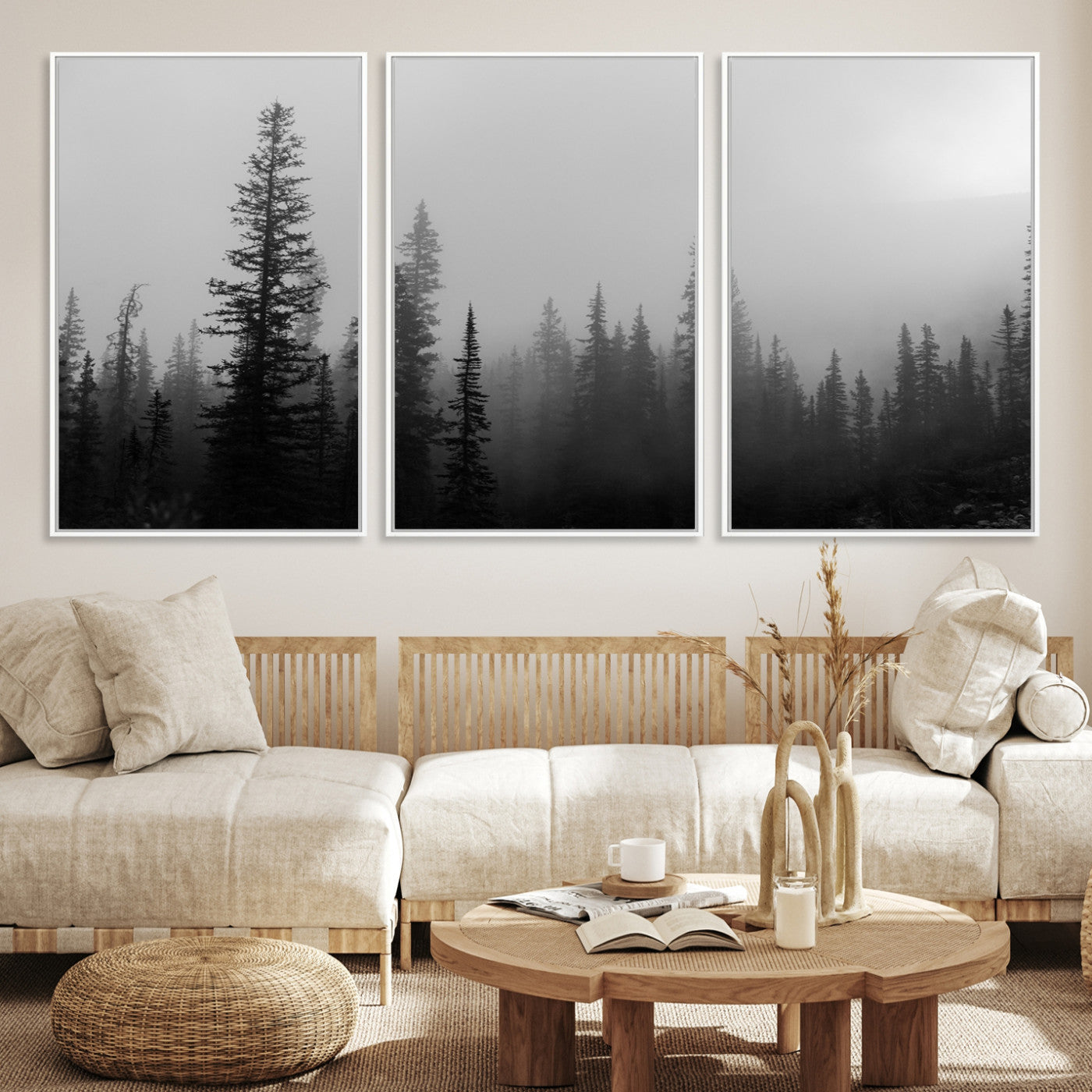 73138900-MGV-CV-36X24-Misty Pines Wall Art Canvas Print - Perfect Rustic Decor