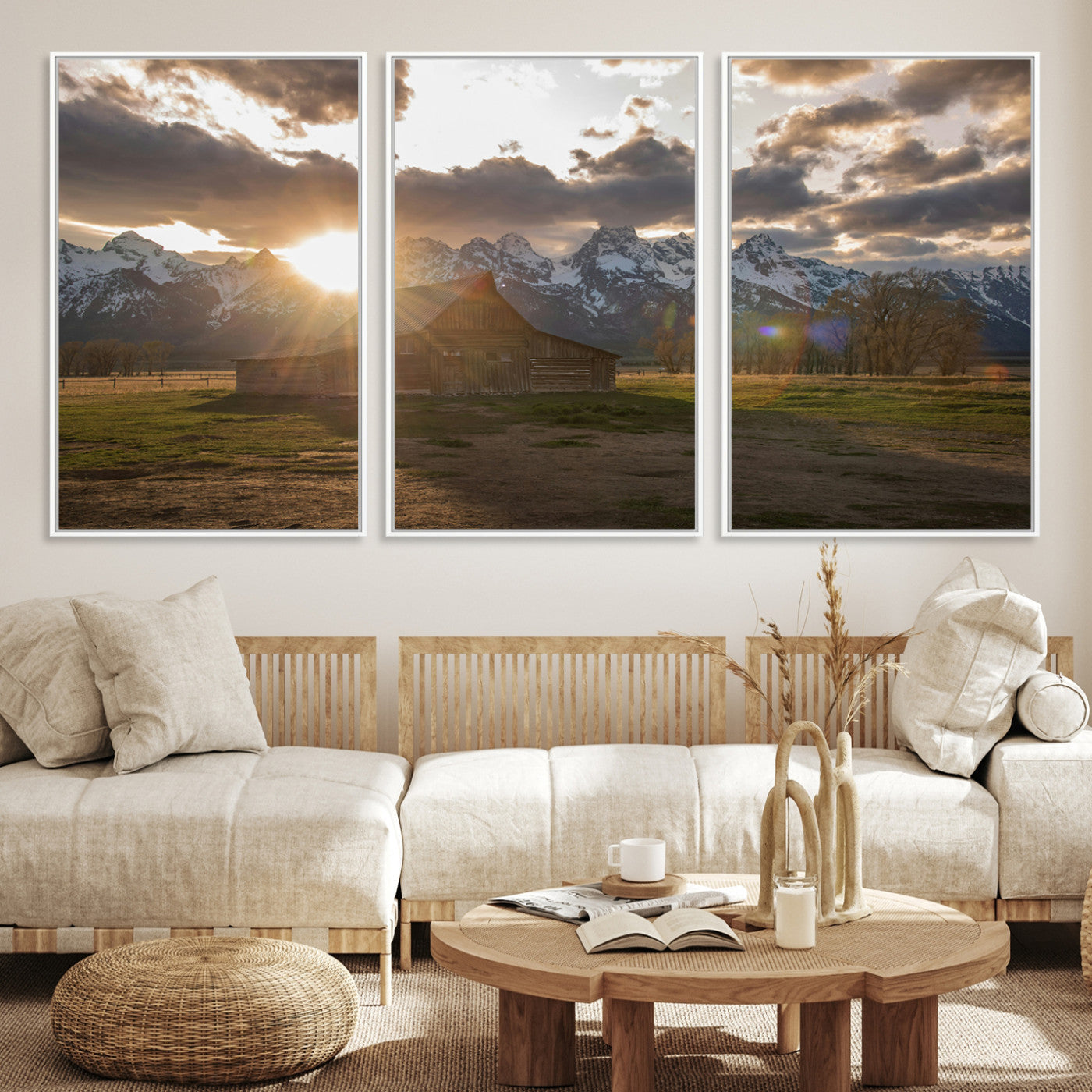 52555760-MGV-CV-36X24-Snowy Peaks Wall Art Canvas Print, Framed Nature Escape Art Picture Print, Rustic Charm Perfect Rustic Western Decor Artwork