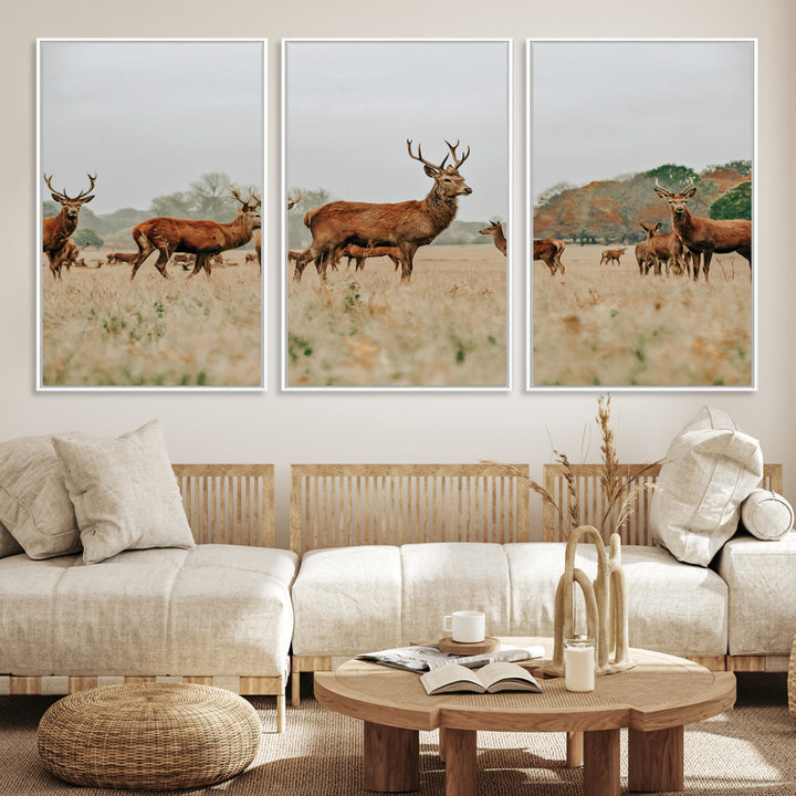 Rustic Deer Print Wall Art Canvas Print
