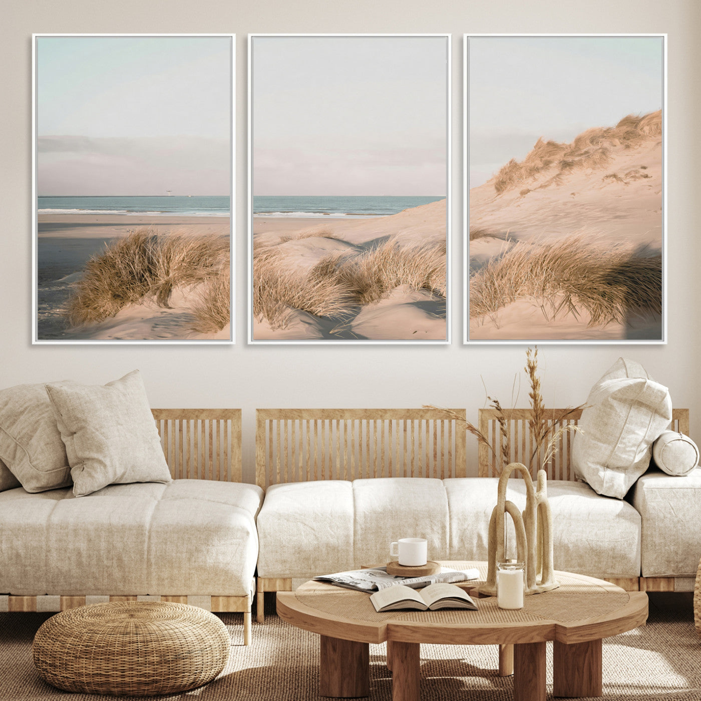 11554211-MGV-CV-36X24-Beach Landscape Wall Art Canvas Print: Minimalist Seascape Decor