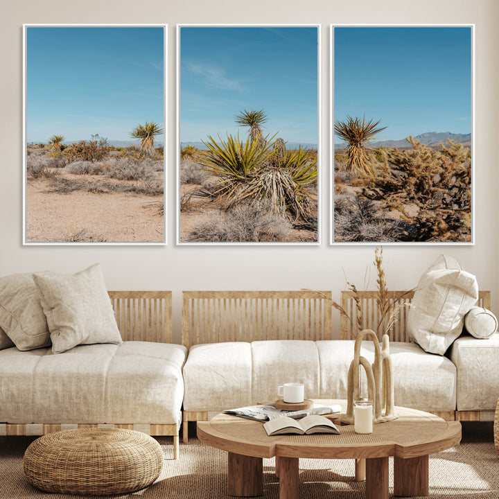 Joshua Tree Wall Art Canvas Print, Desert Landscape Print, Framed Warm Earth Tones Art Print, Large California Southwest Printing
