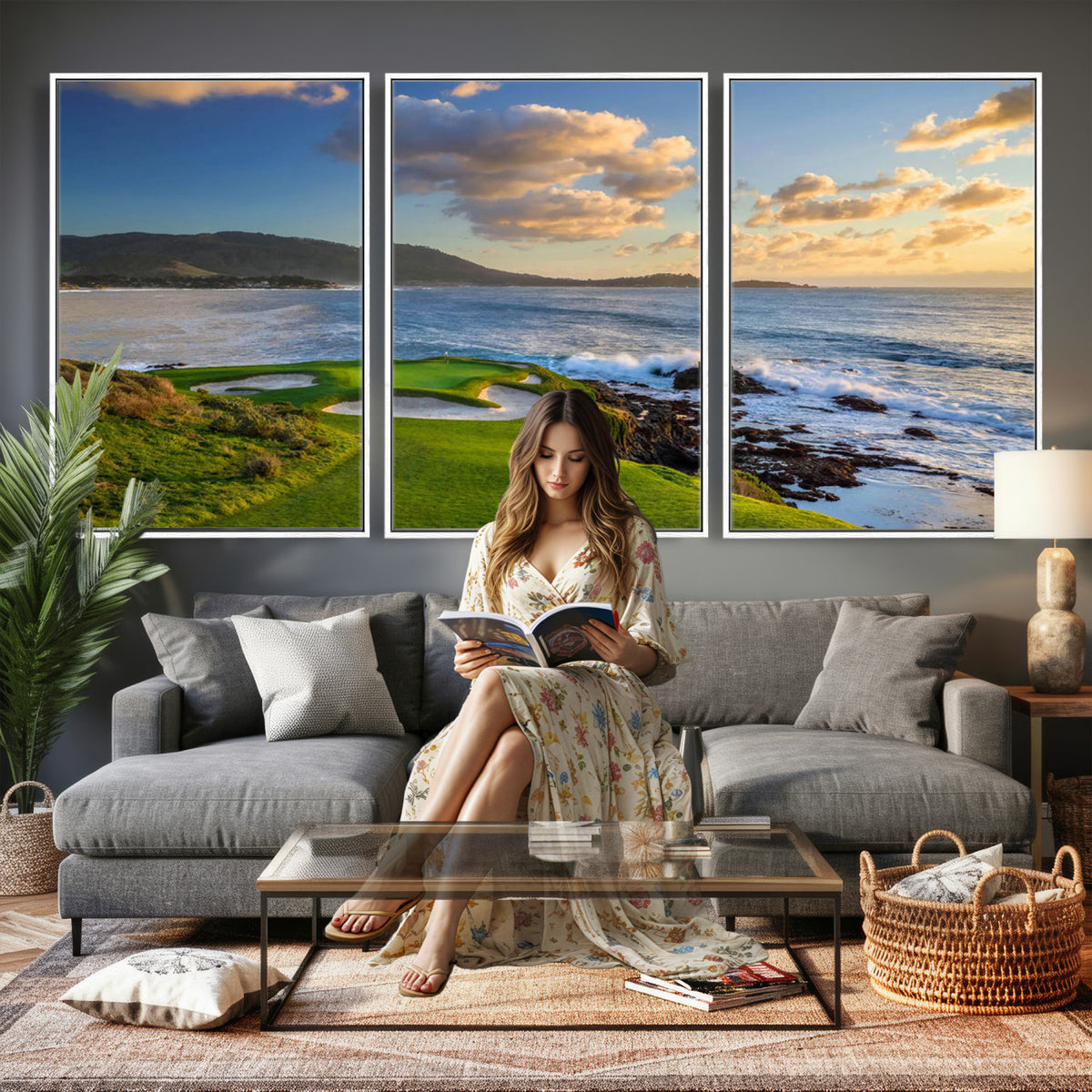 50107048-MGV-CV-36X24 - Pebble Beach Golf Links Wall Art Canvas Print