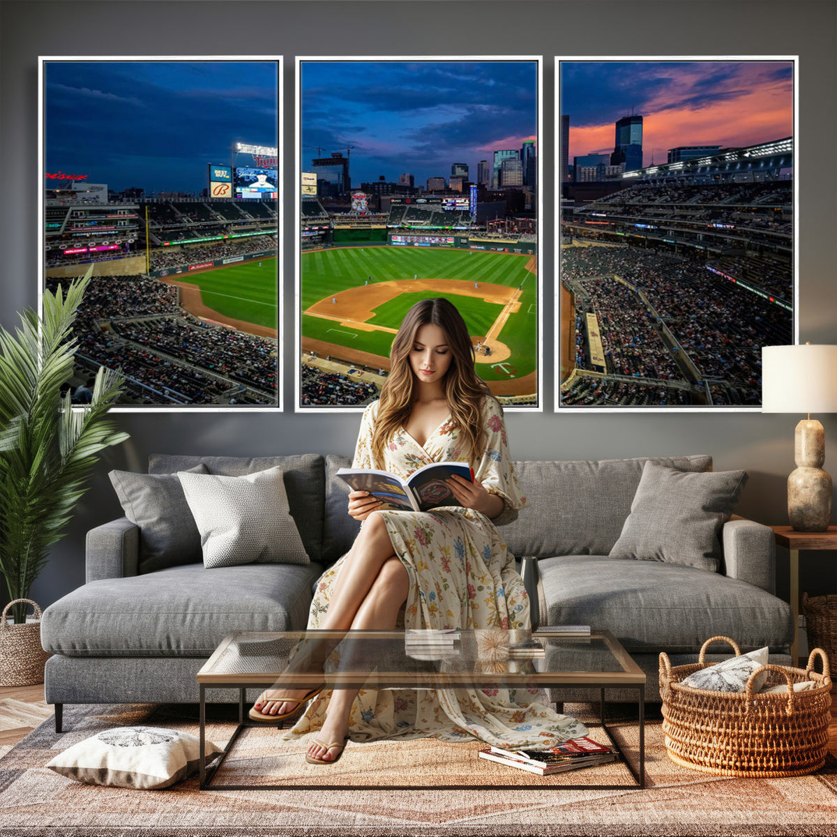 68222753-MGV-CV-36X24 - Target Field Wall Art Canvas Print, Baseball Stadium Scene