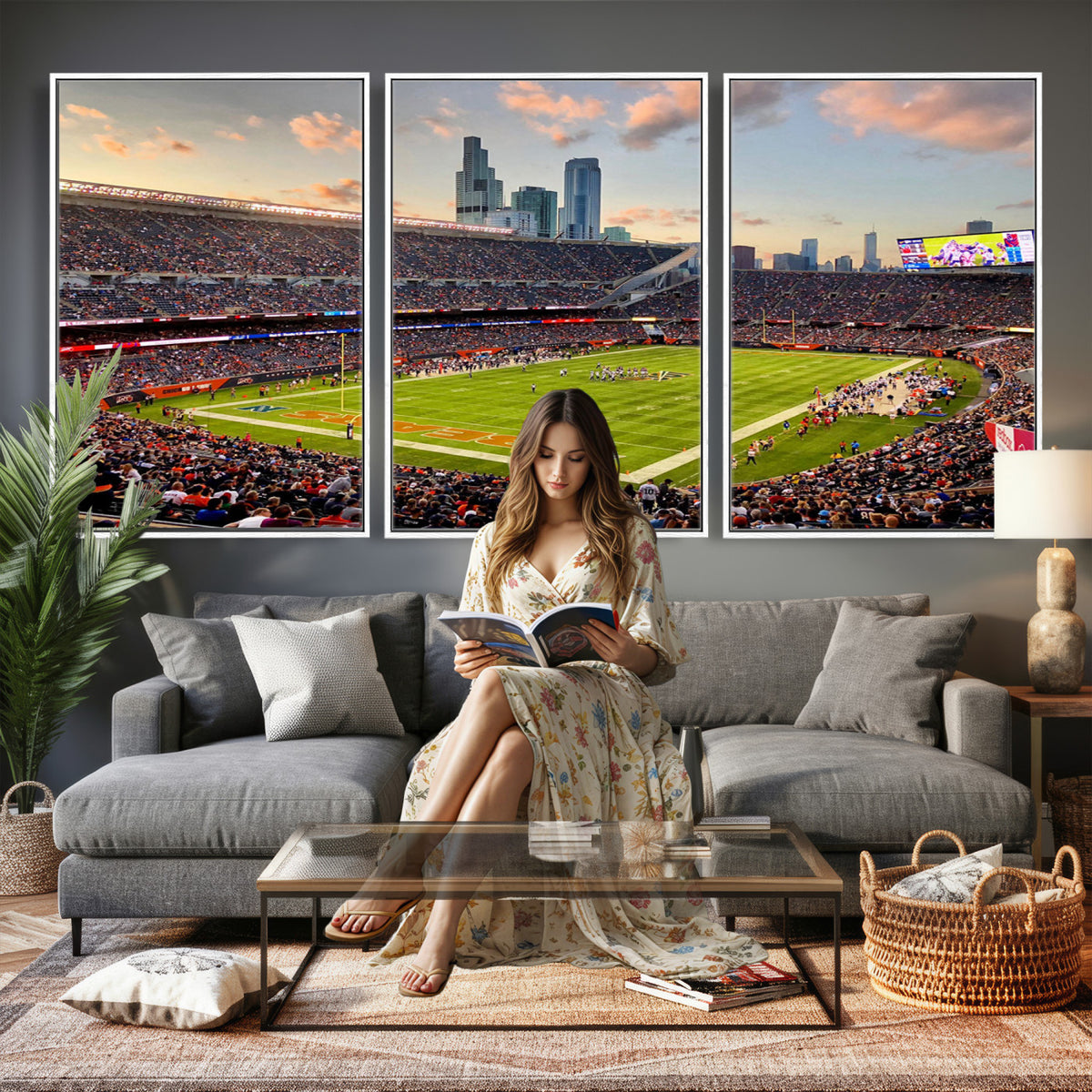 55377093-PAN-FL-20X10 - Chicago Bears Soldiers Field Wall Art Canvas Print, Man Cave Wall Decor