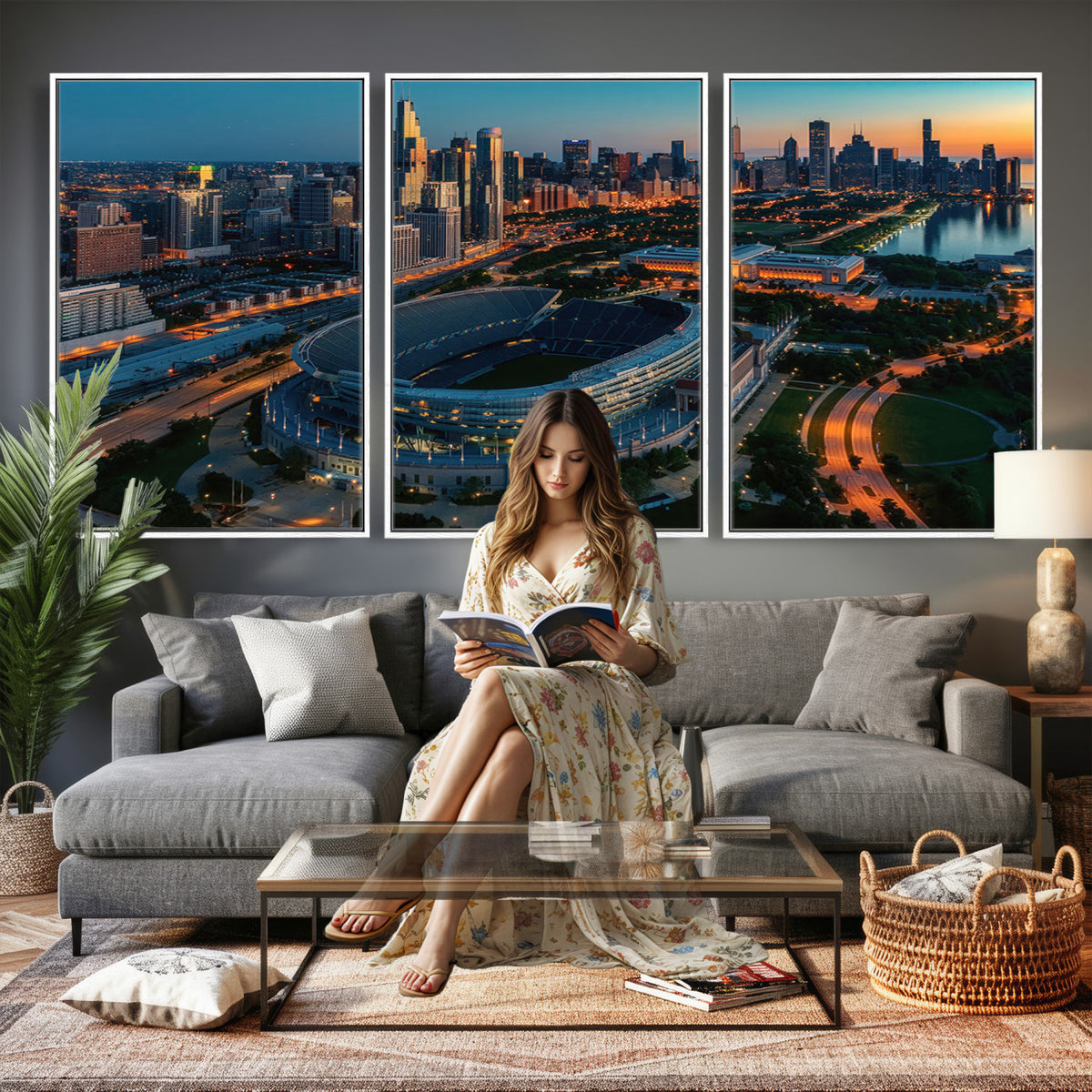 36690345-MGV-CV-36X24 - Chicago Bears Soldiers Field Wall Art Canvas Print